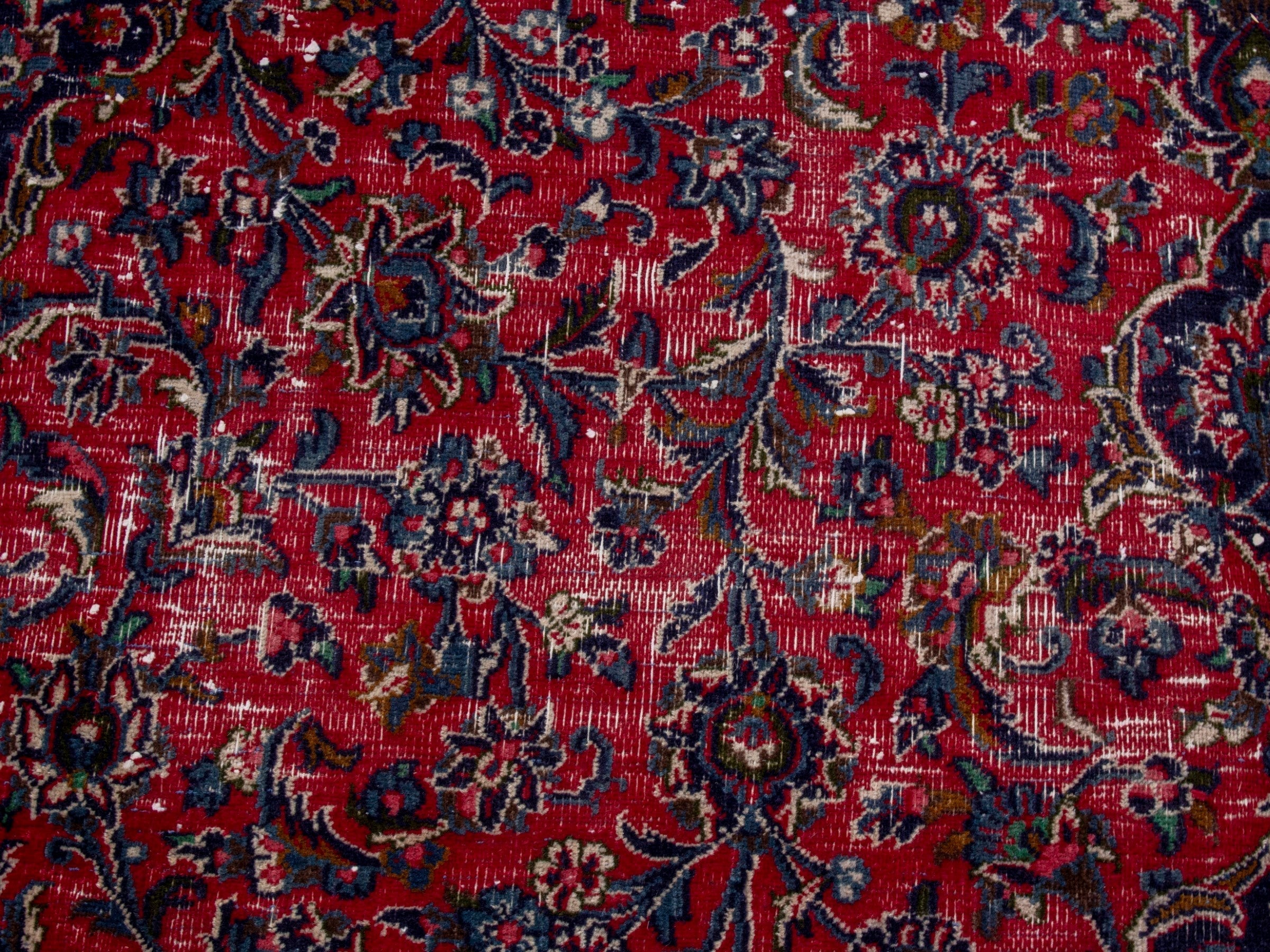 Persian Mashhad oversized rug in burgundy and navy, view 14 of 22