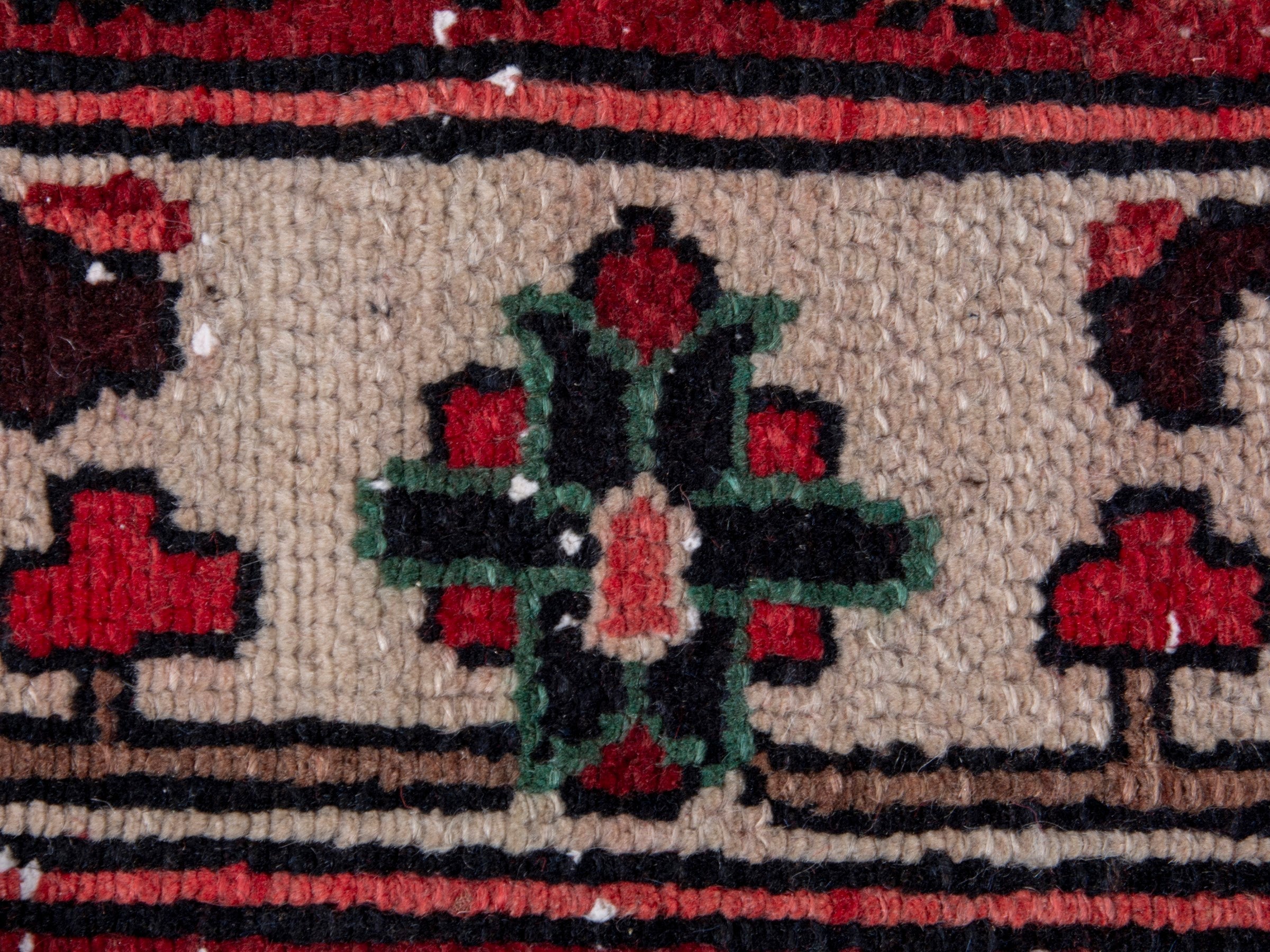 Persian Hamedan area rug in deep red and cream, view 14 of 20