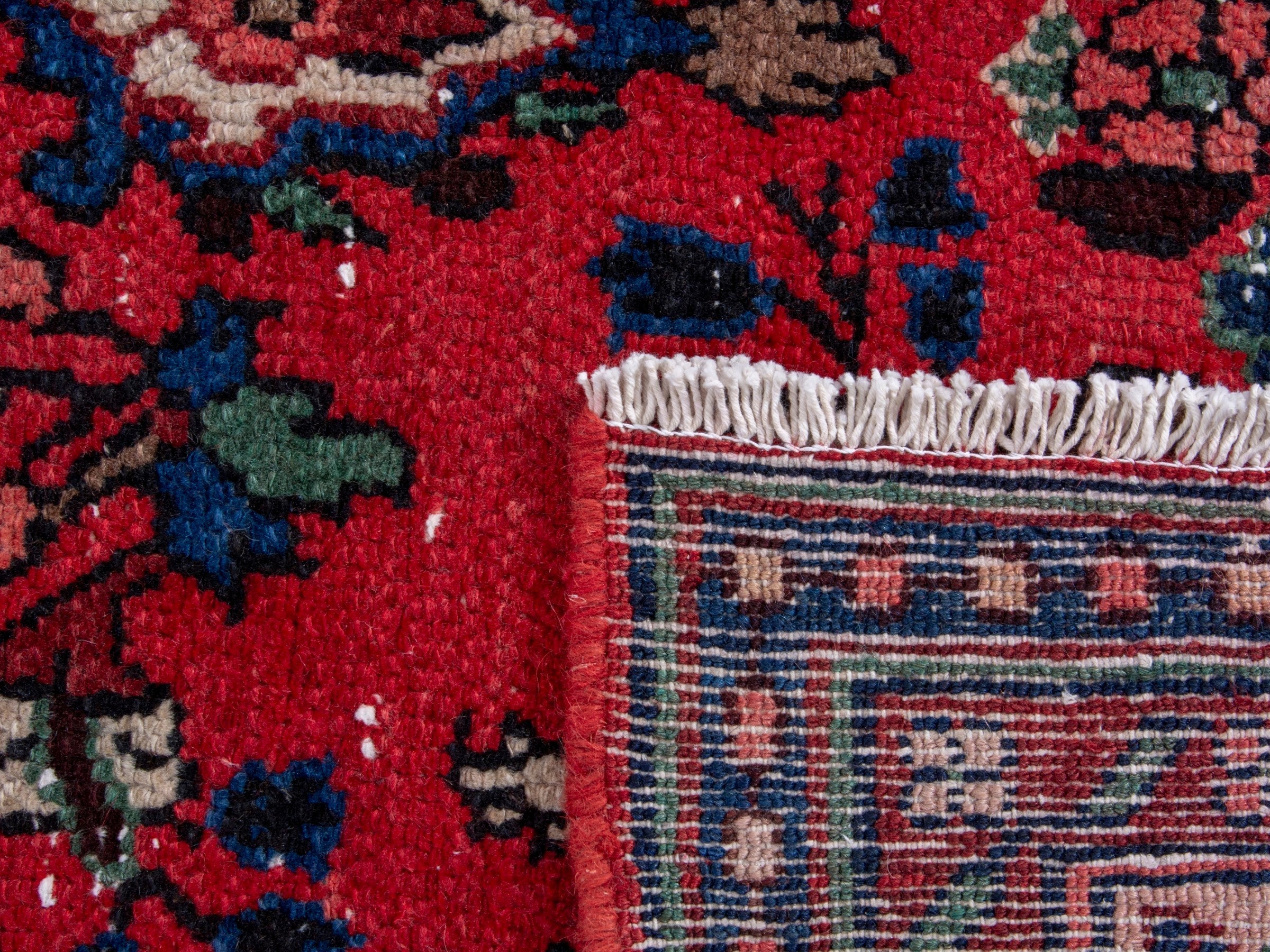 Persian Hamedan area rug in deep red and cream, view 20 of 20
