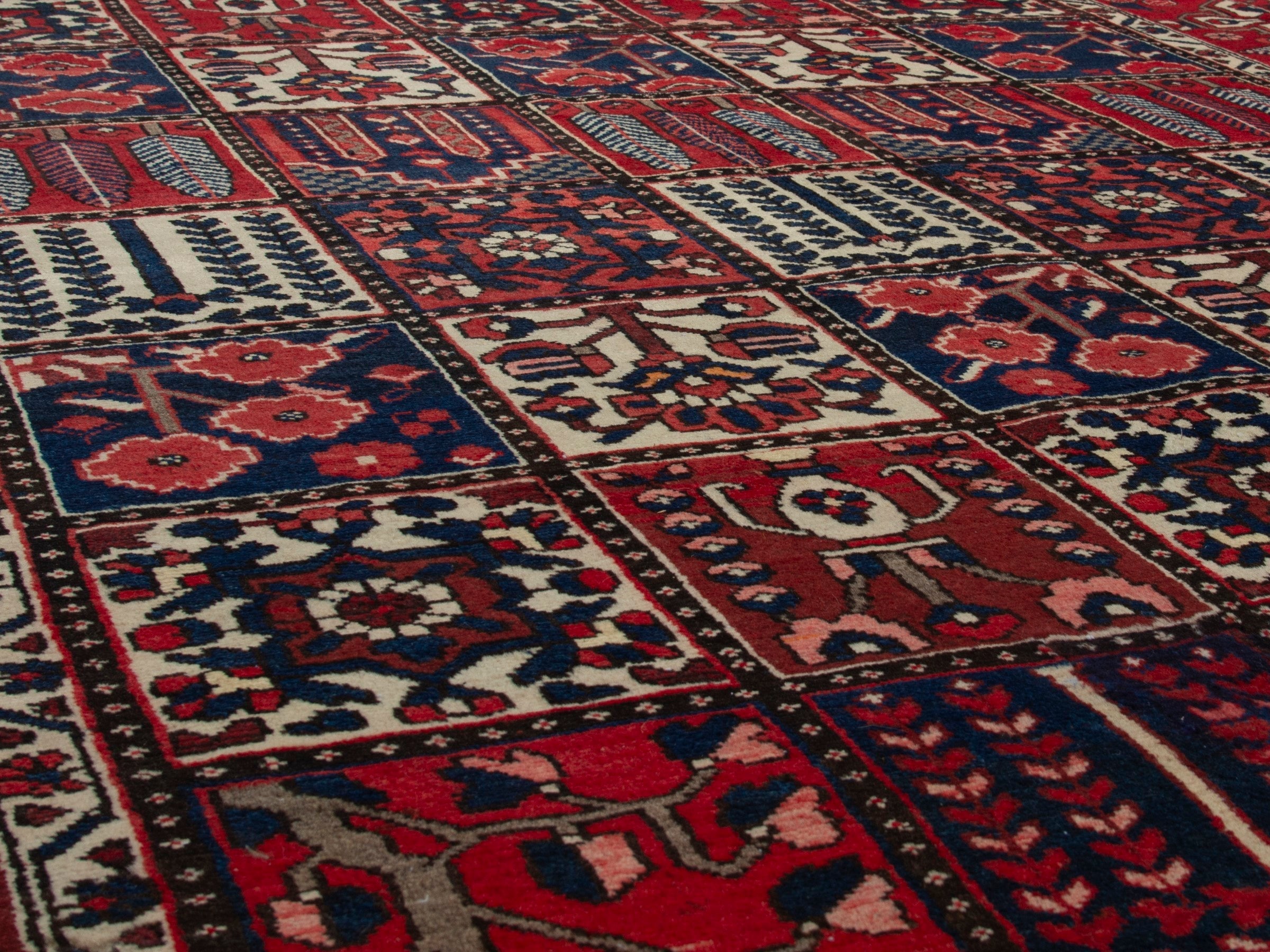 Persian Bakhtiari area rug in burgundy and deep red, view 8 of 20