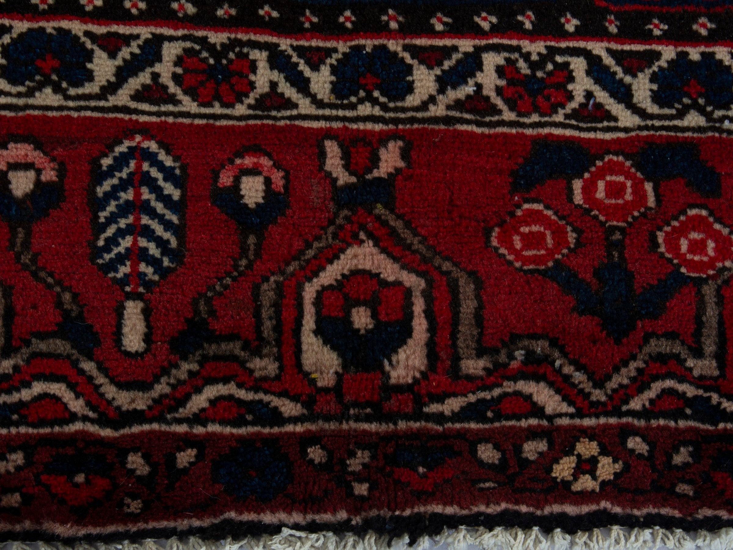 Persian Bakhtiari area rug in burgundy and deep red, view 11 of 20