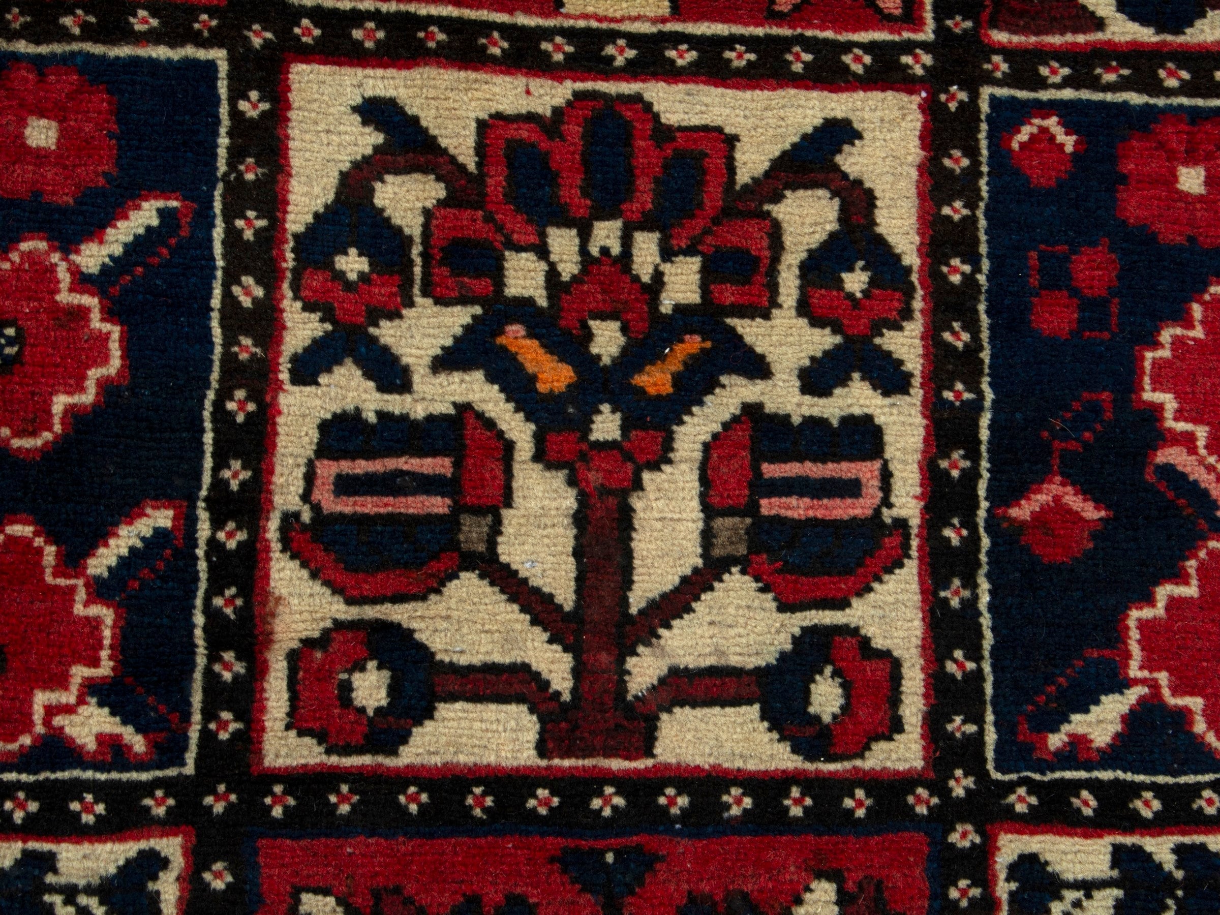 Persian Bakhtiari area rug in burgundy and deep red, view 12 of 20