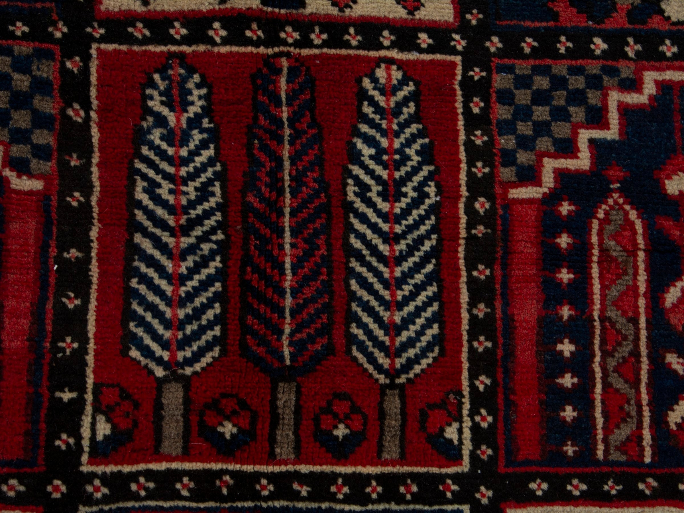 Persian Bakhtiari area rug in burgundy and deep red, view 13 of 20
