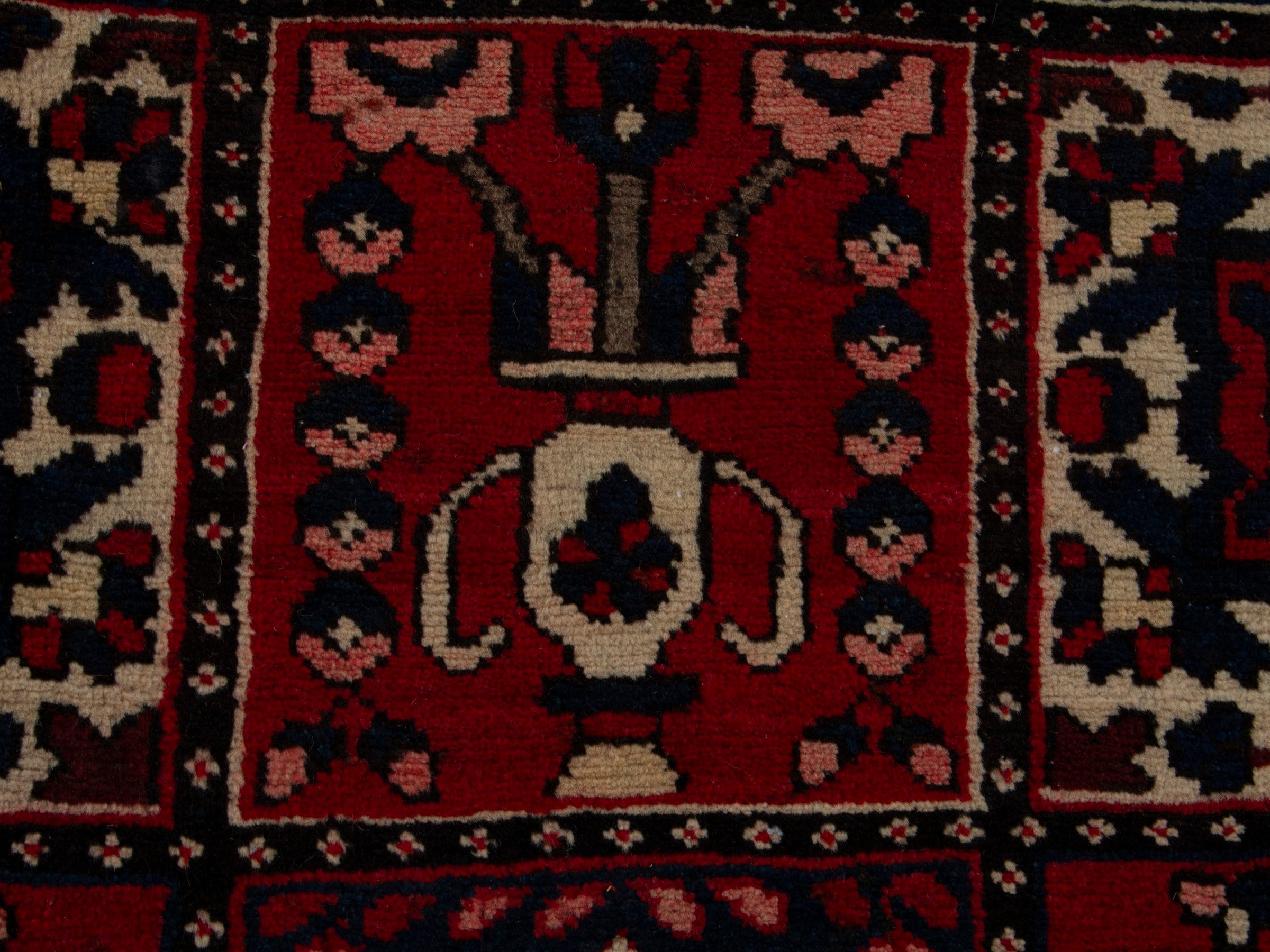 Persian Bakhtiari area rug in burgundy and deep red, view 15 of 20
