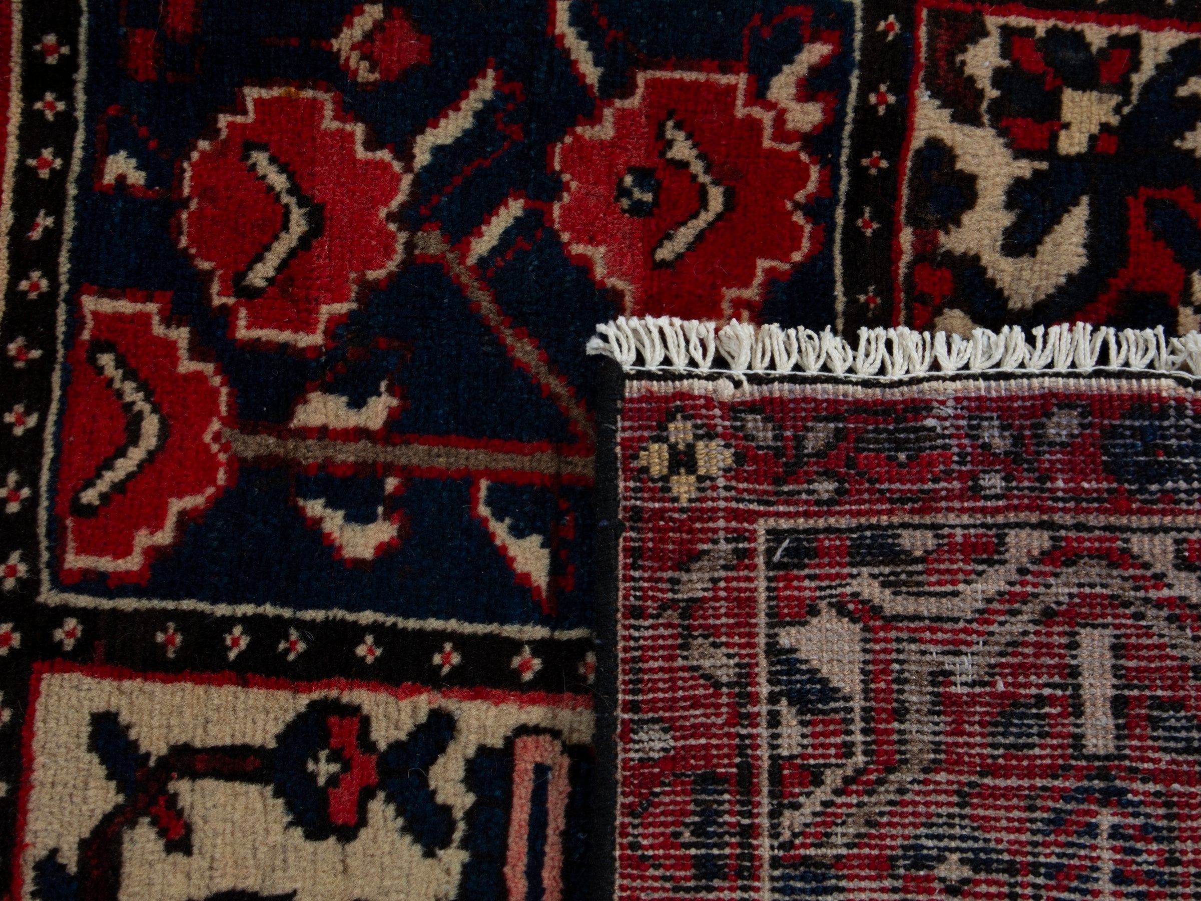 Persian Bakhtiari area rug in burgundy and deep red, view 20 of 20