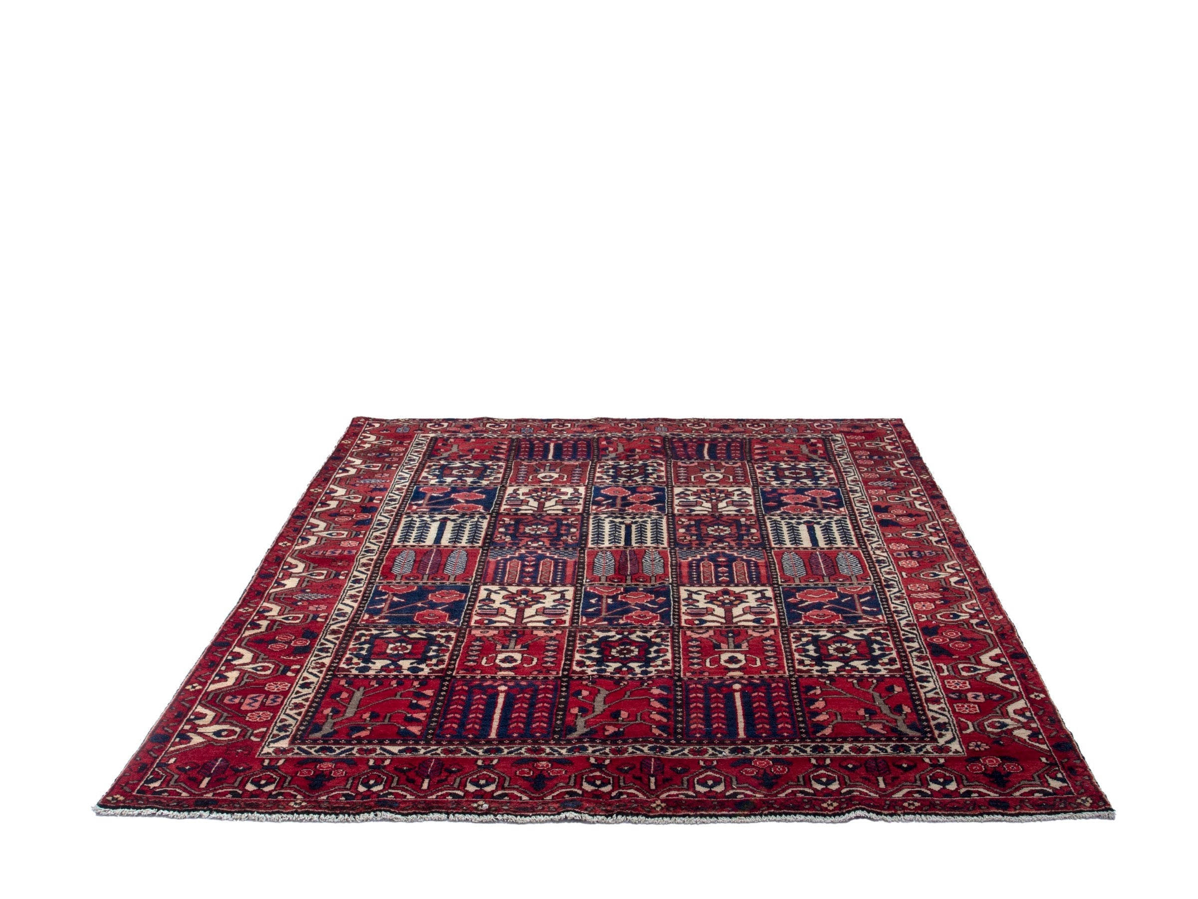 Persian Bakhtiari area rug in burgundy and deep red, view 2 of 20