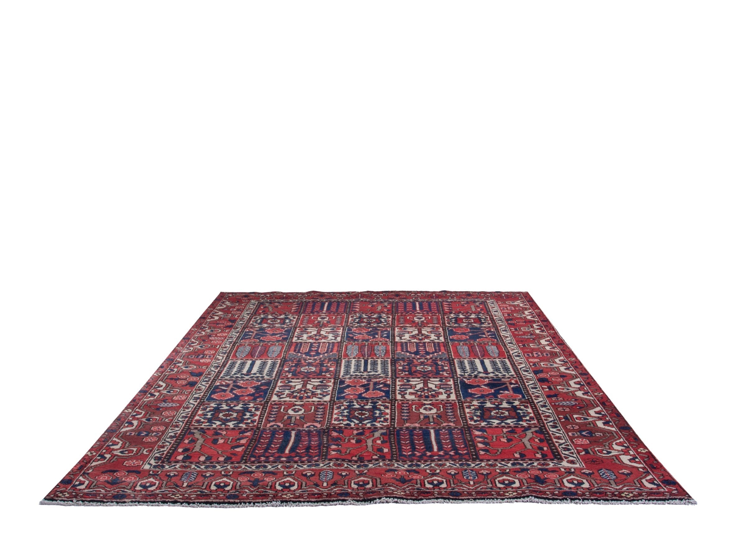 Persian Bakhtiari area rug in burgundy and deep red, view 3 of 20