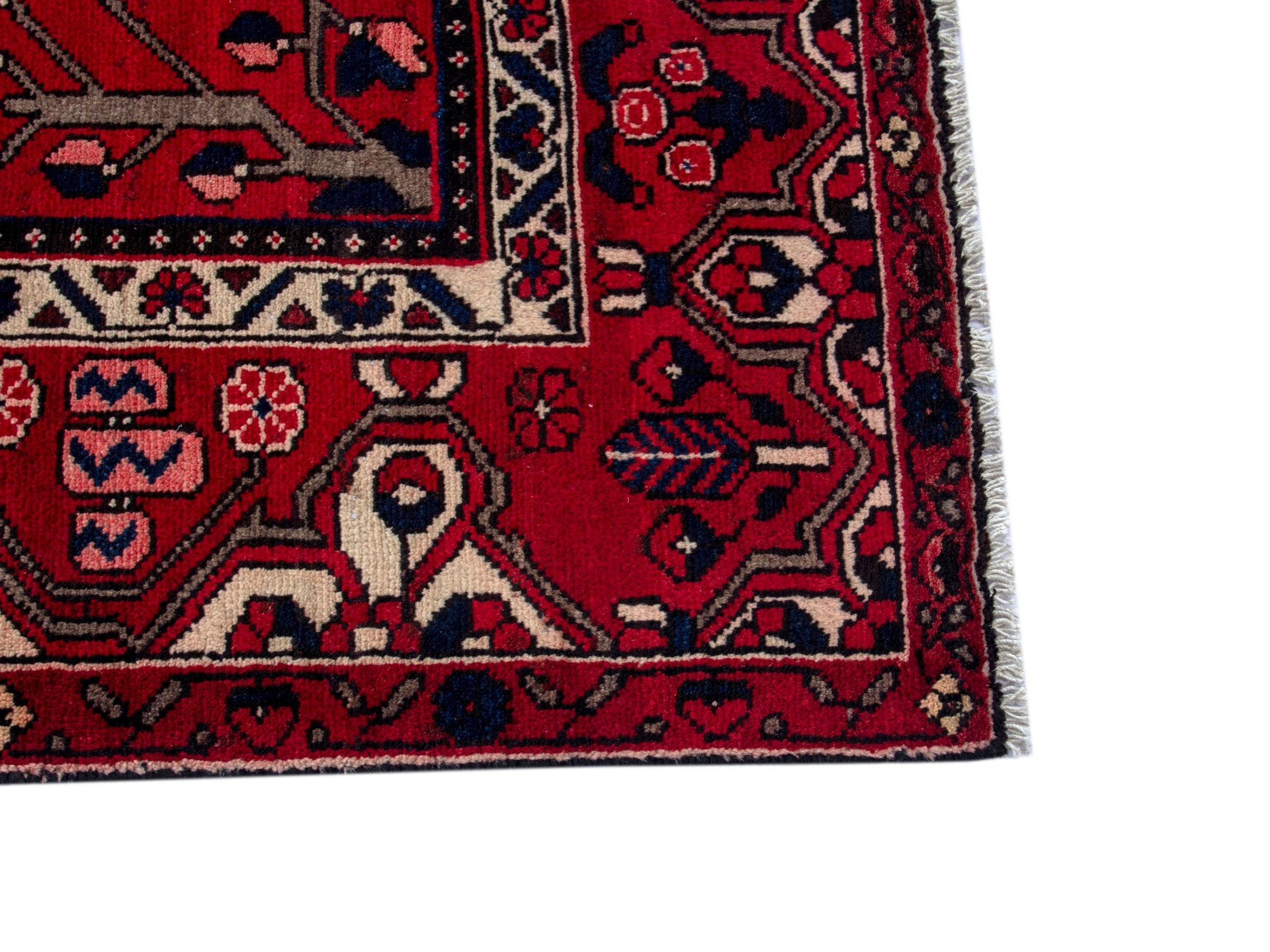 Persian Bakhtiari area rug in burgundy and deep red, view 10 of 20