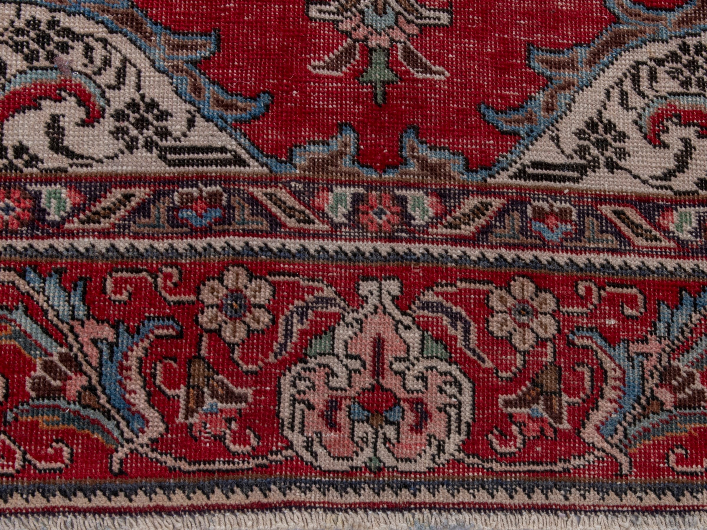 Persian Tabriz oversized rug in deep red and faded red, view 11 of 21