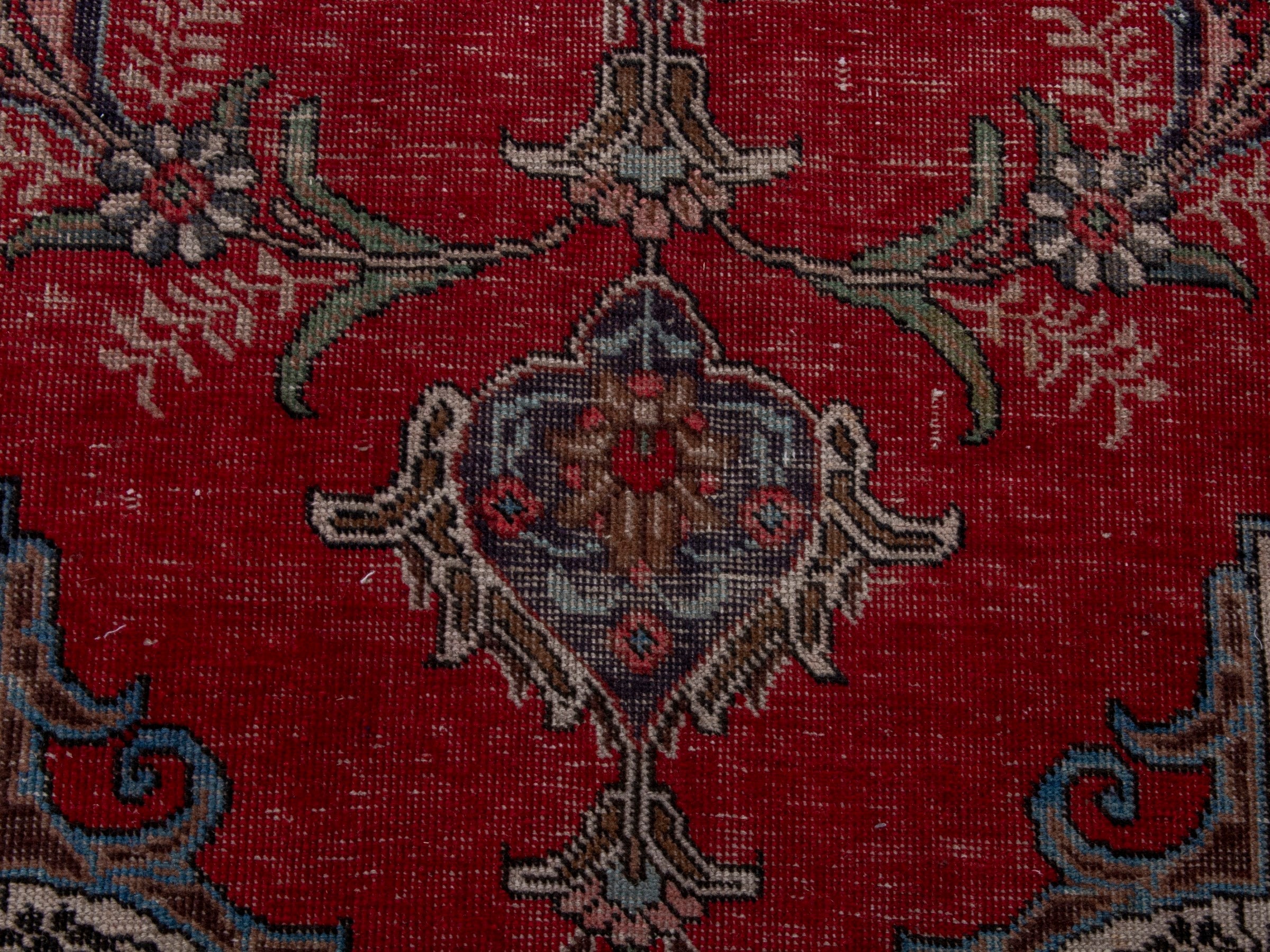 Persian Tabriz oversized rug in deep red and faded red, view 12 of 21