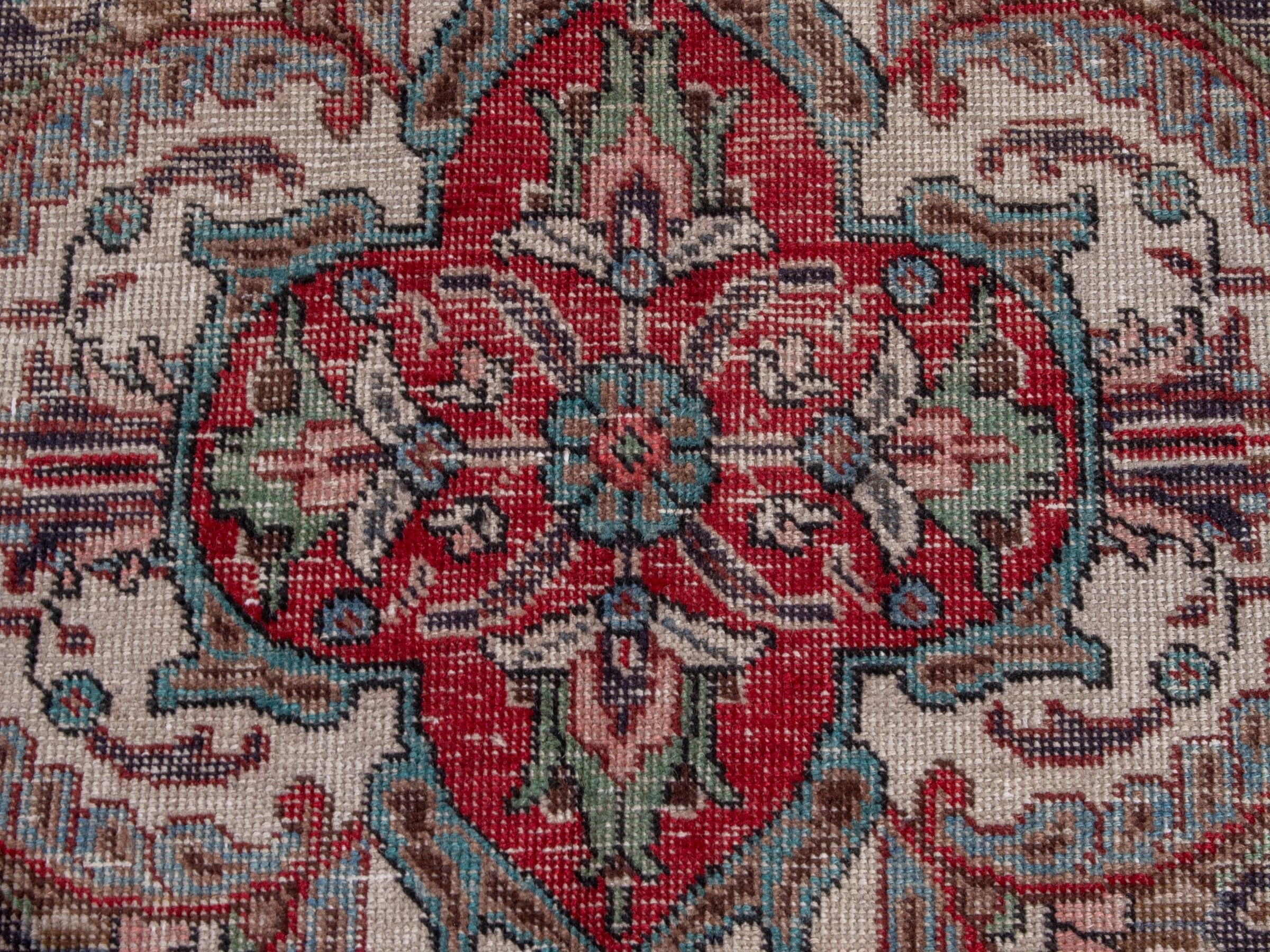 Persian Tabriz oversized rug in deep red and faded red, view 13 of 21