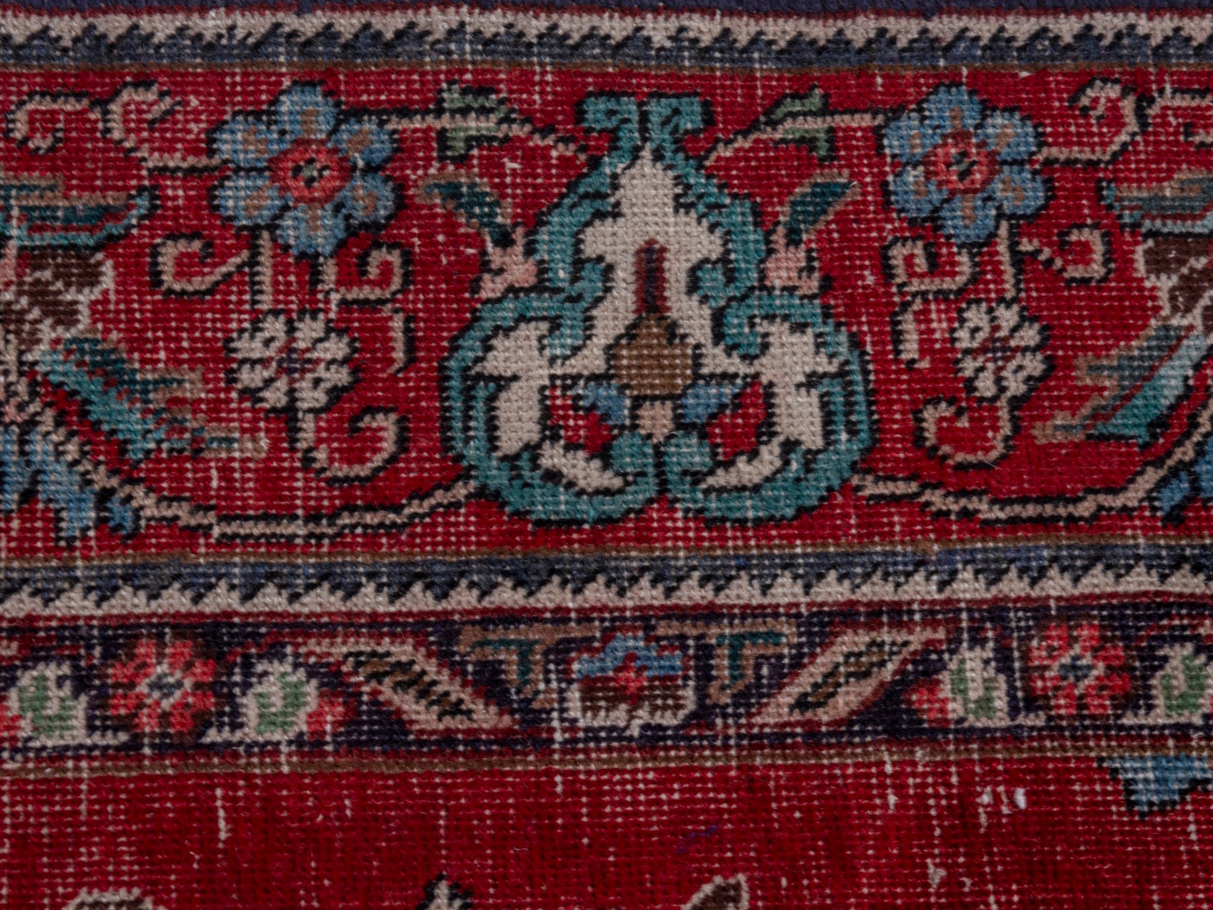 Persian Tabriz oversized rug in deep red and faded red, view 15 of 21
