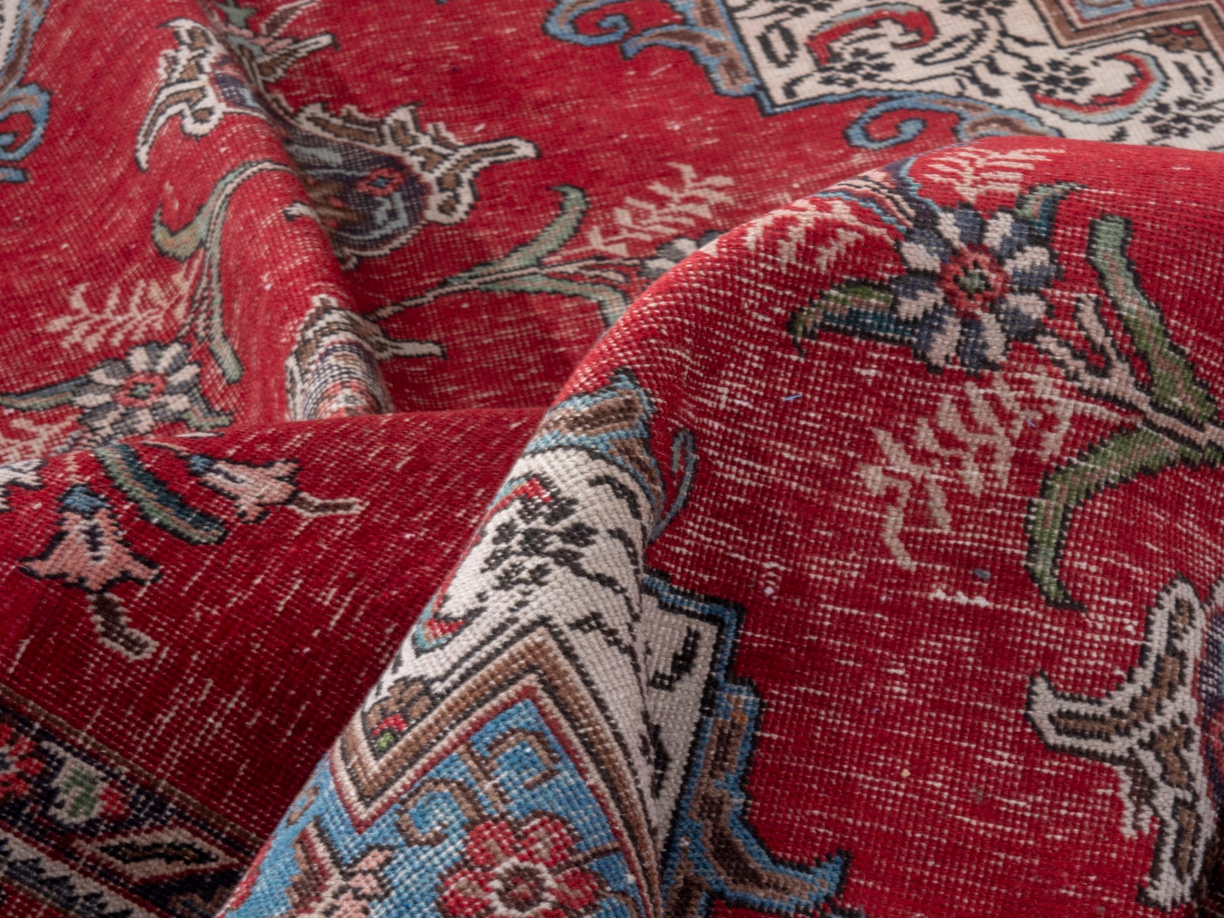 Persian Tabriz oversized rug in deep red and faded red, view 17 of 21