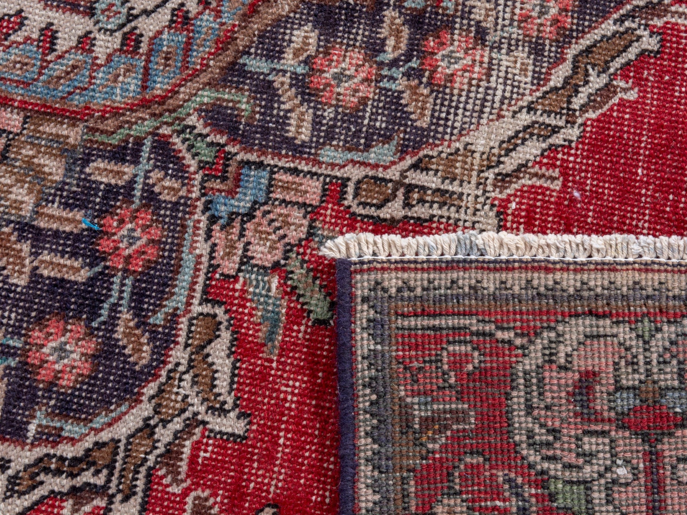 Persian Tabriz oversized rug in deep red and faded red, view 21 of 21
