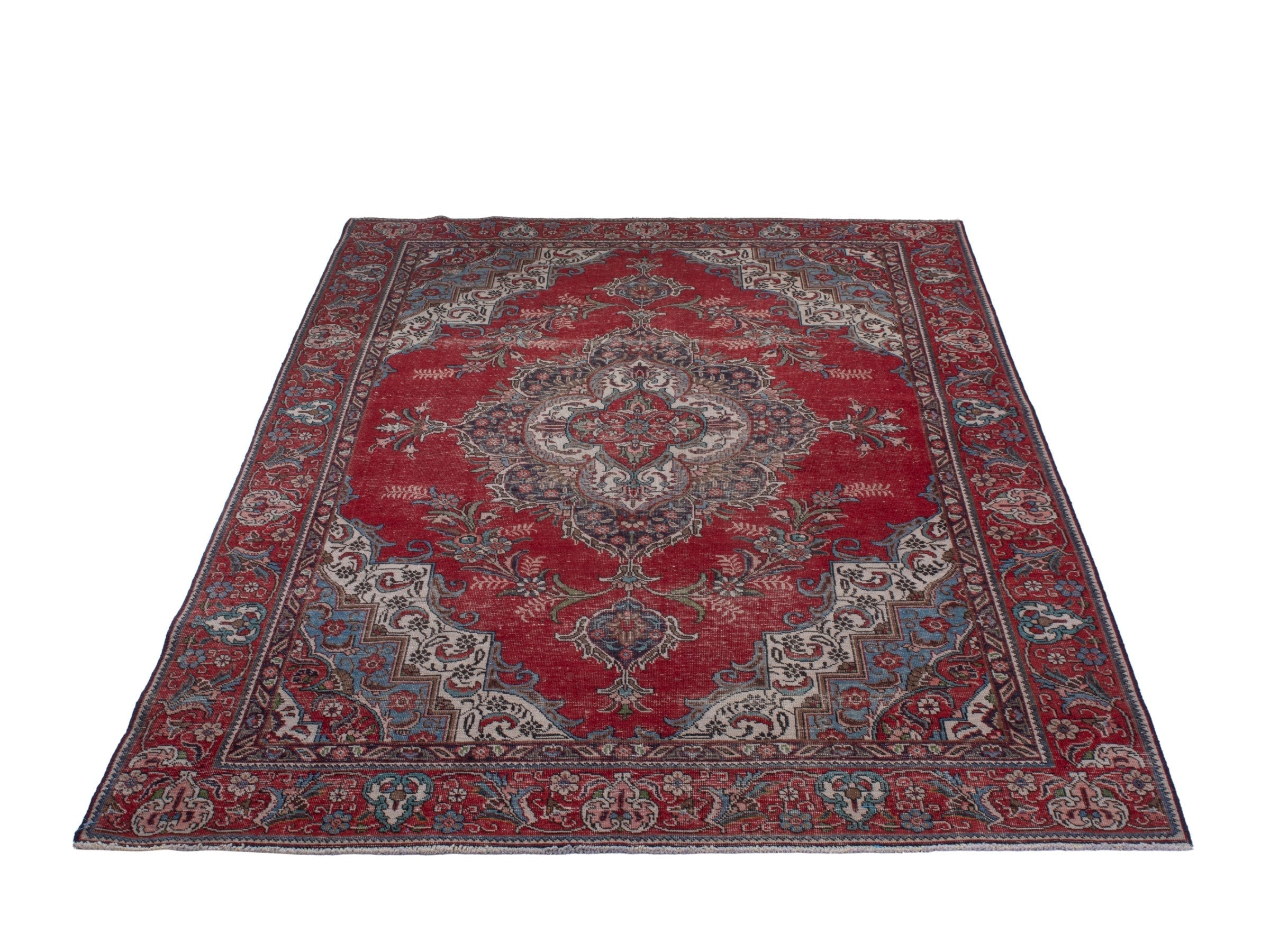 Persian Tabriz oversized rug in deep red and faded red, view 2 of 21
