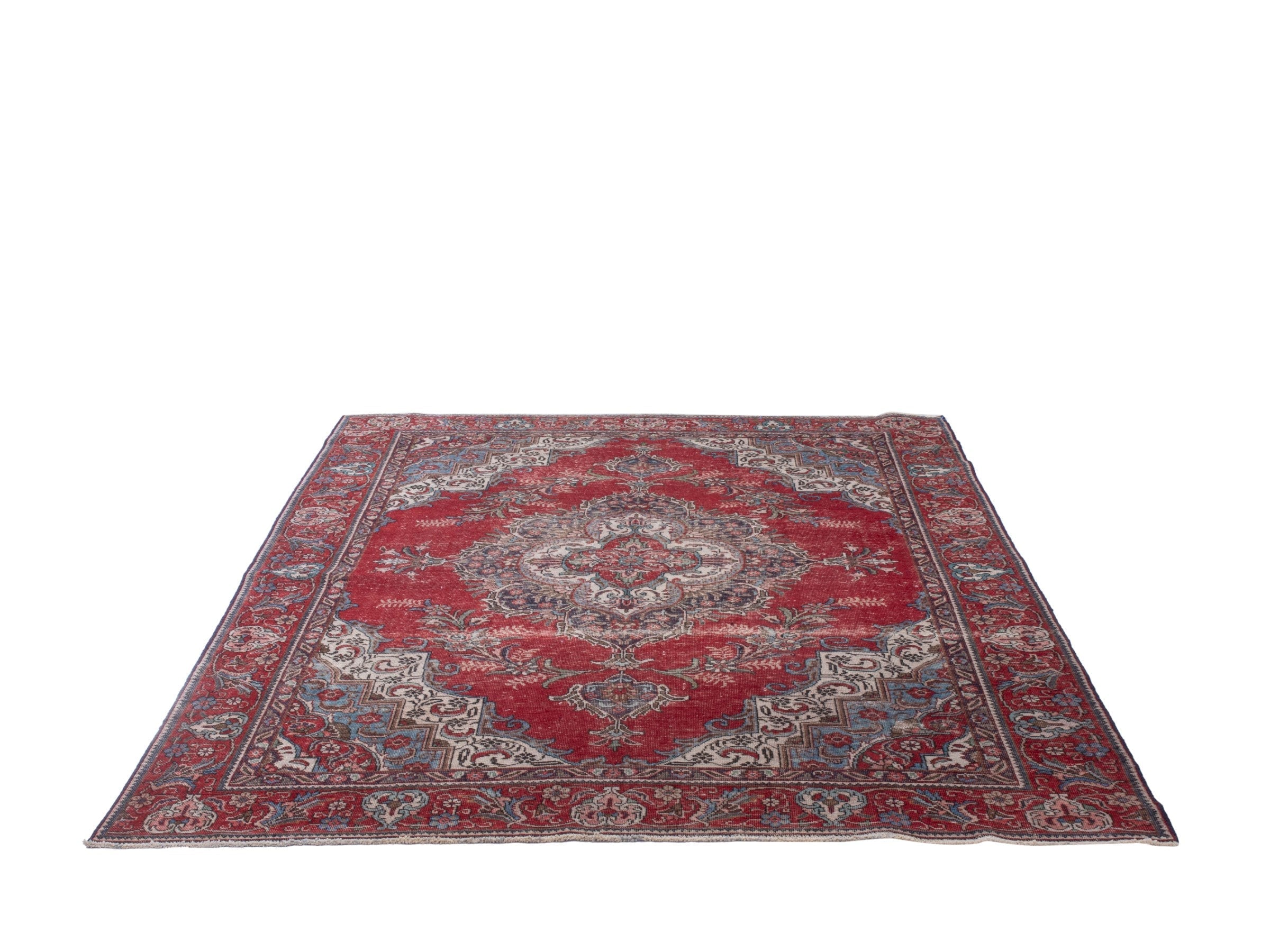 Persian Tabriz oversized rug in deep red and faded red, view 3 of 21