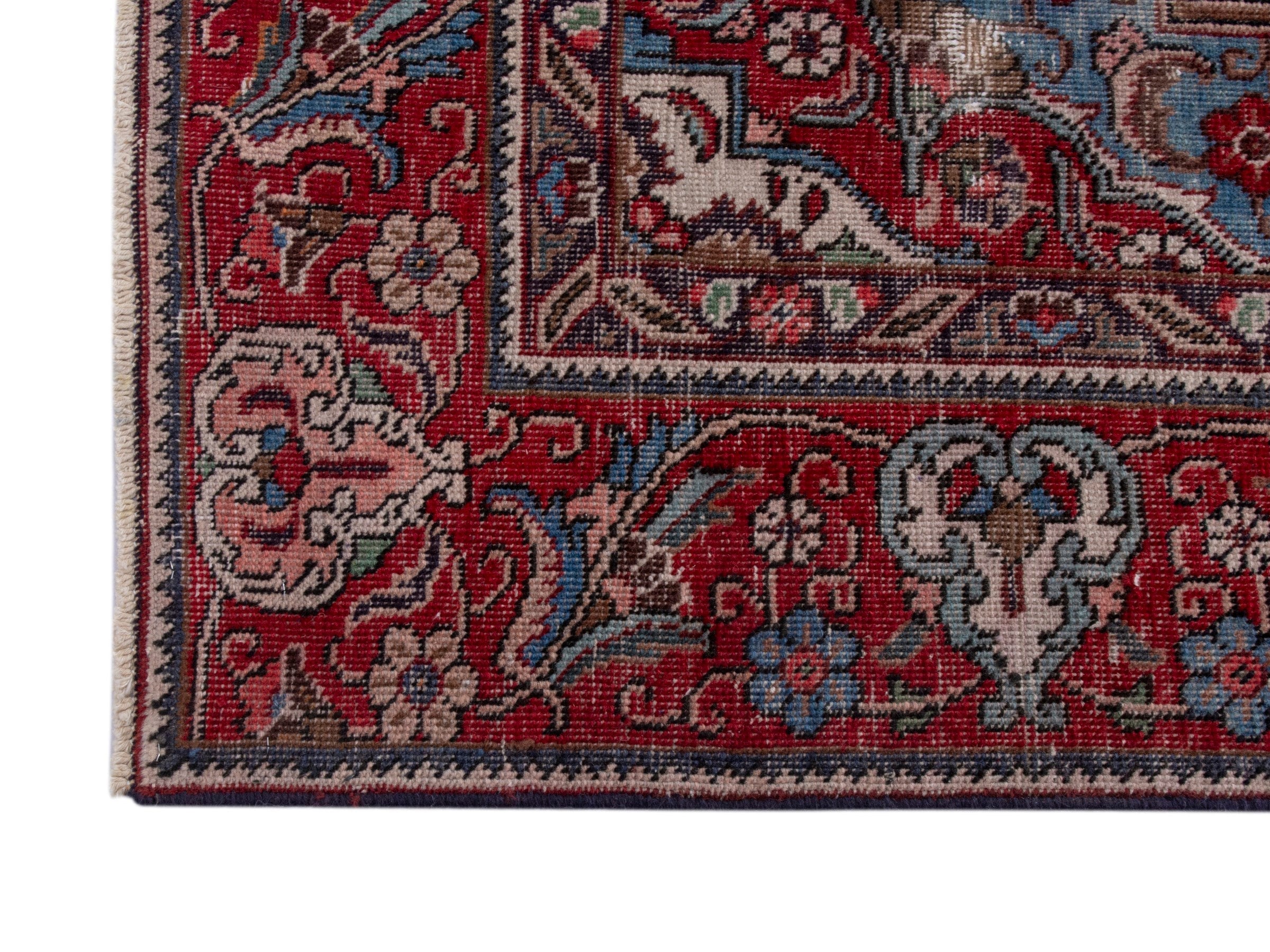 Persian Tabriz oversized rug in deep red and faded red, view 10 of 21