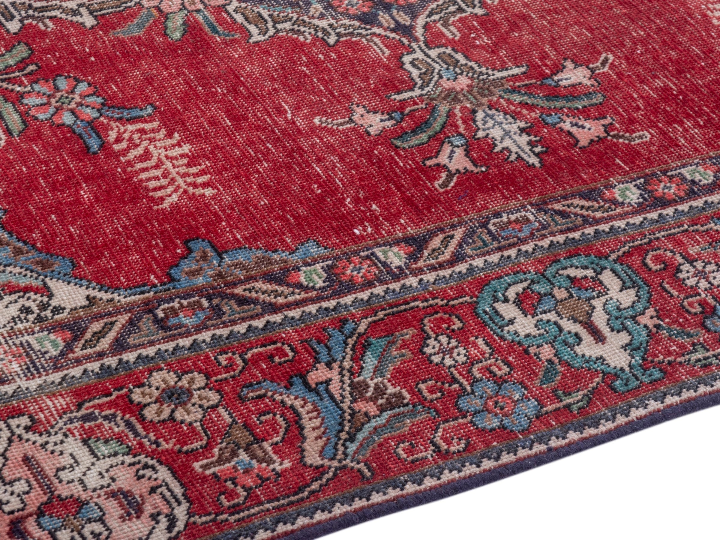 Persian Tabriz oversized rug in deep red and faded red, view 6 of 21