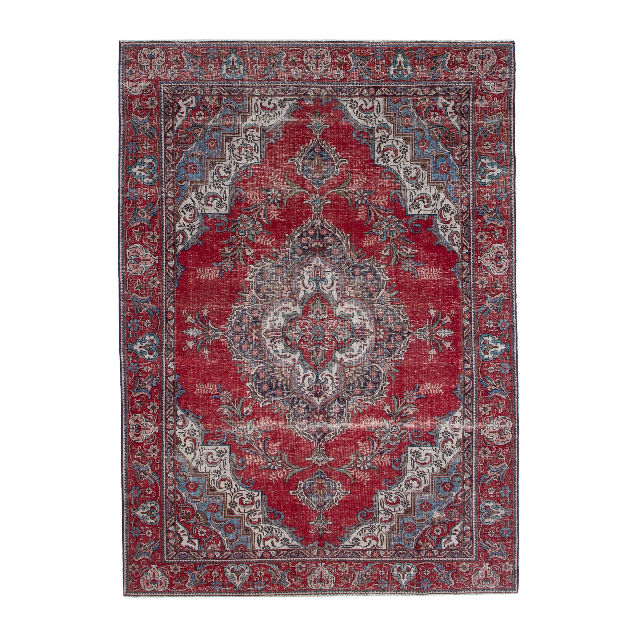 Persian Tabriz oversized rug in deep red and faded red, 7'9" x 11'