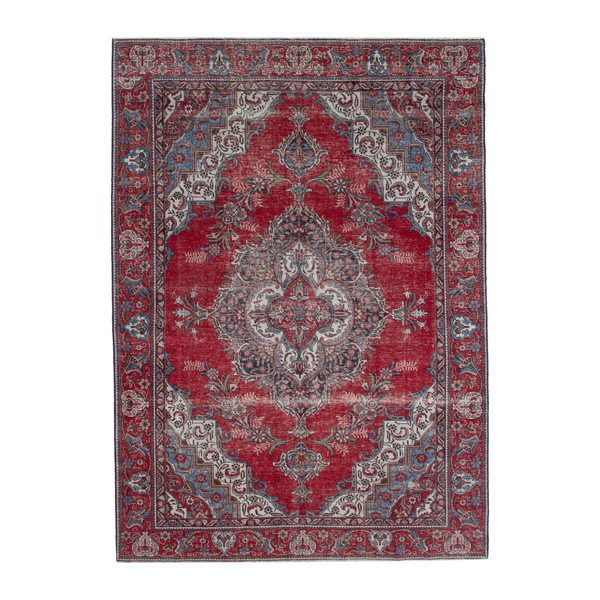 Persian Tabriz oversized rug in deep red and faded red, 7'9" x 11'