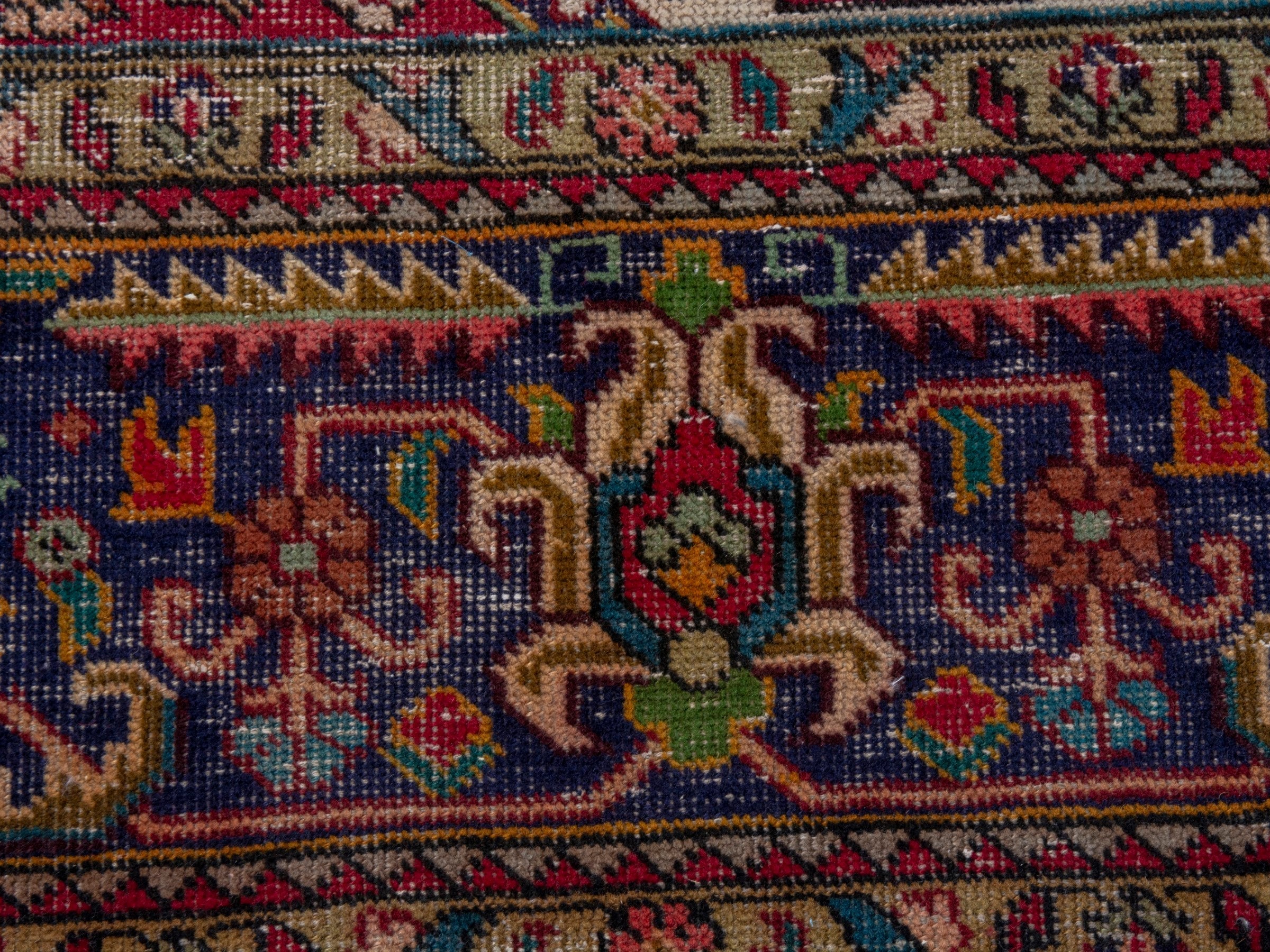 Persian Tabriz oversized rug in deep red and navy, view 12 of 26