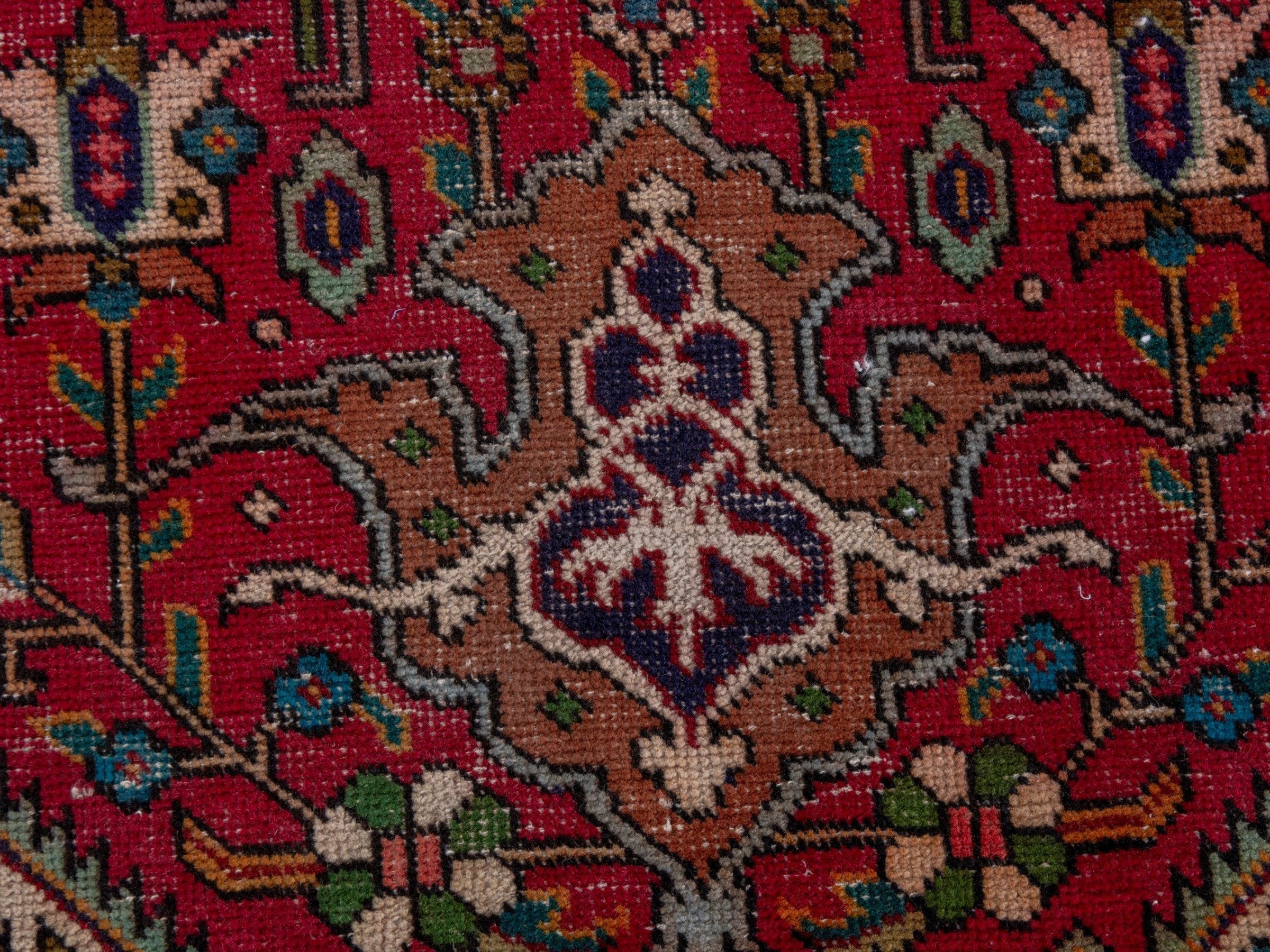 Persian Tabriz oversized rug in deep red and navy, view 13 of 26