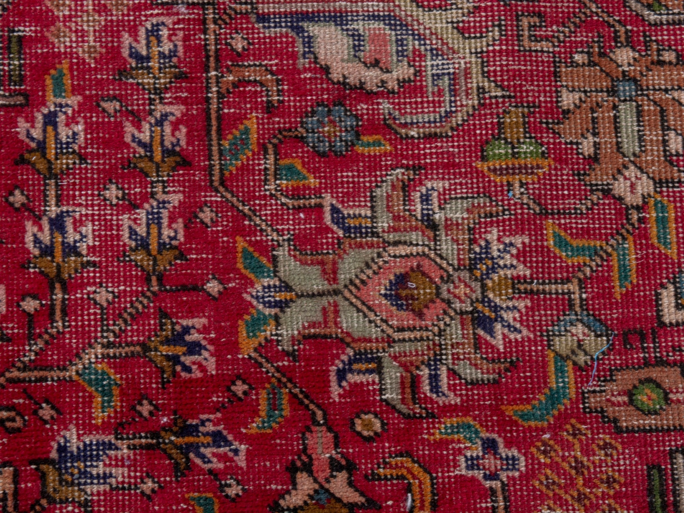 Persian Tabriz oversized rug in deep red and navy, view 15 of 26