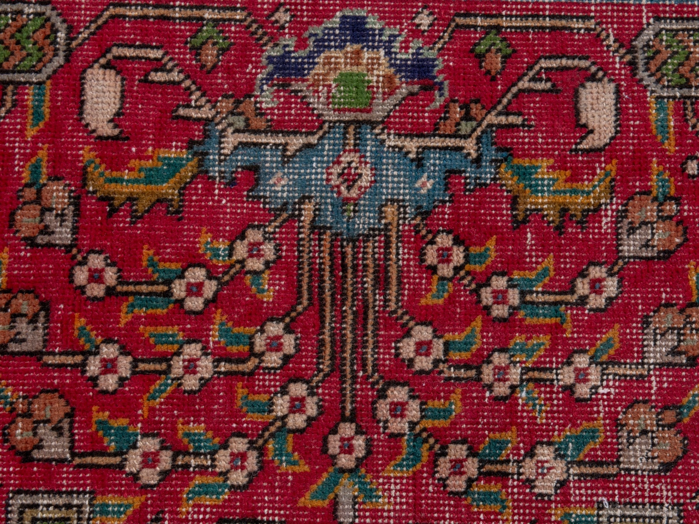 Persian Tabriz oversized rug in deep red and navy, view 17 of 26