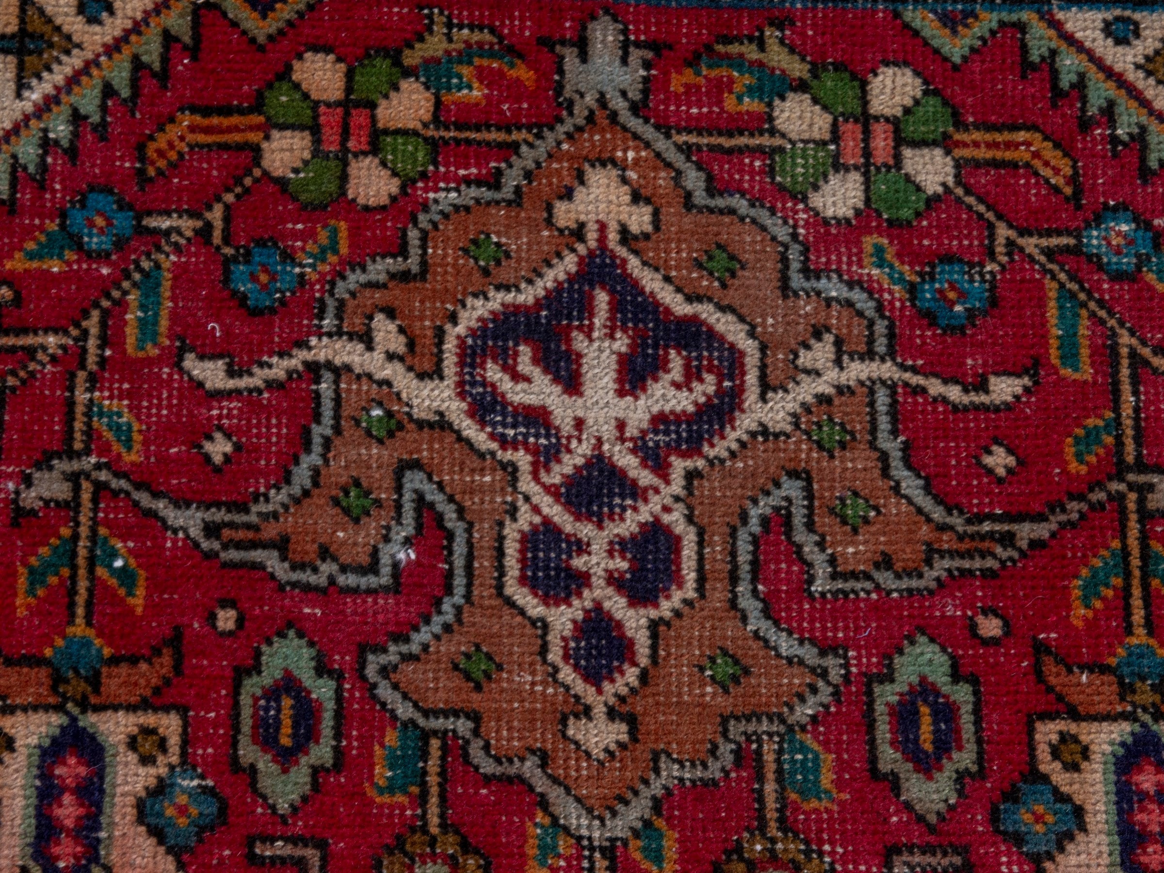 Persian Tabriz oversized rug in deep red and navy, view 18 of 26