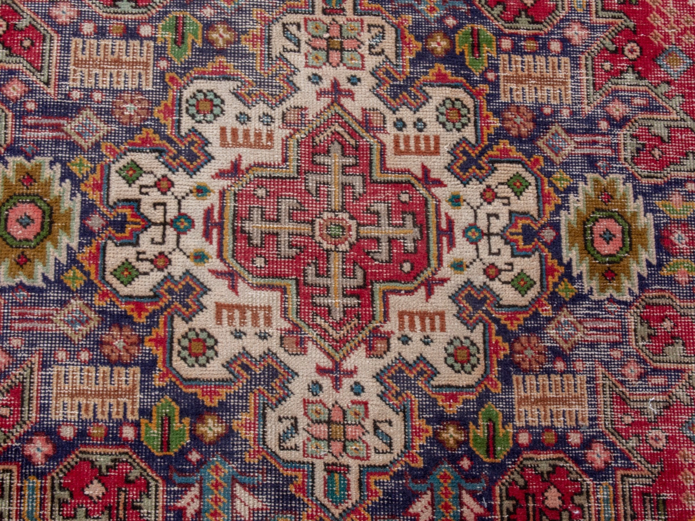 Persian Tabriz oversized rug in deep red and navy, view 20 of 26