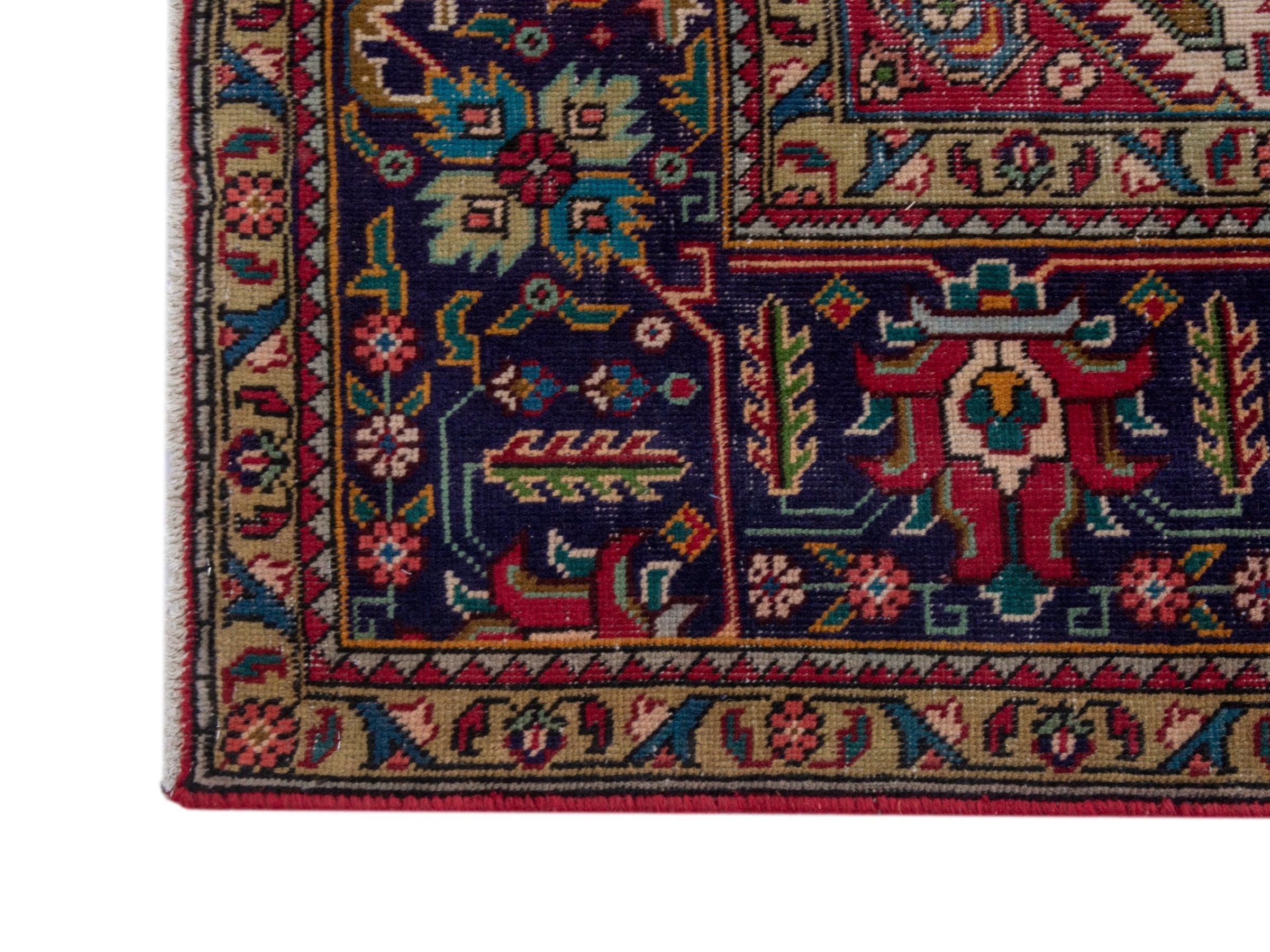 Persian Tabriz oversized rug in deep red and navy, view 10 of 26