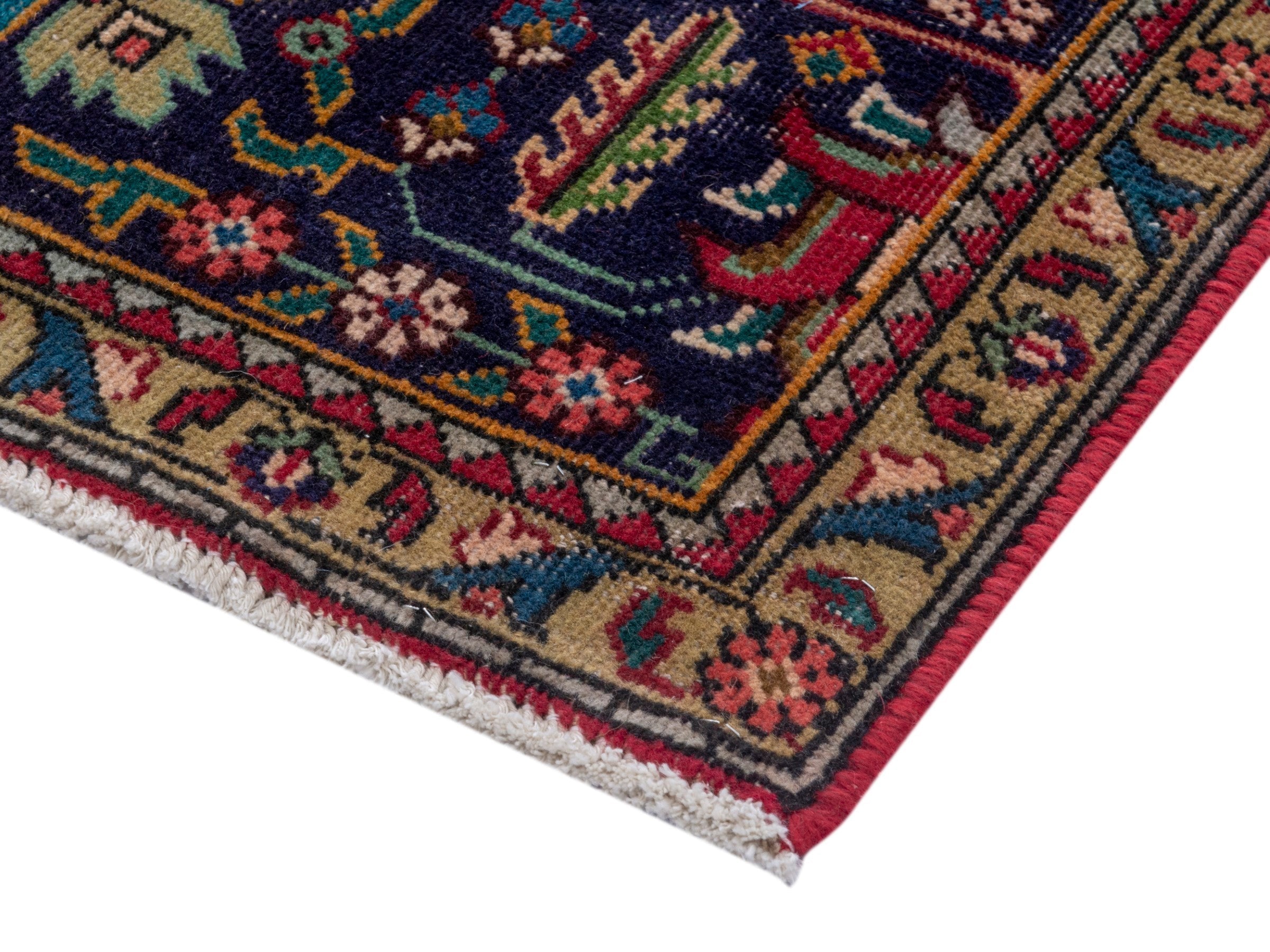 Persian Tabriz oversized rug in deep red and navy, view 5 of 26