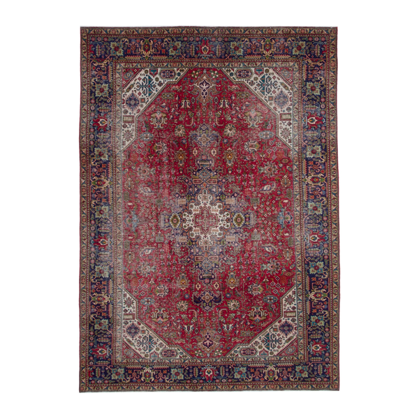 Persian Tabriz oversized rug in deep red and navy, 8'2" x 11'4"