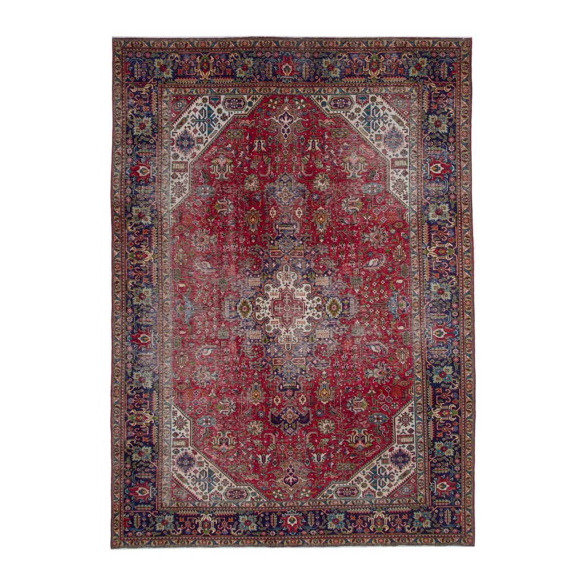 Persian Tabriz oversized rug in deep red and navy, 8'2" x 11'4"