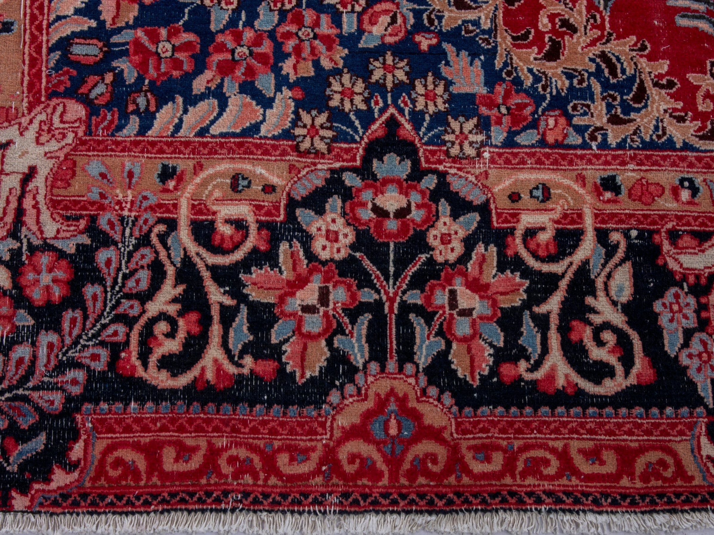 Persian Birjand area rug in deep red and navy, view 11 of 22