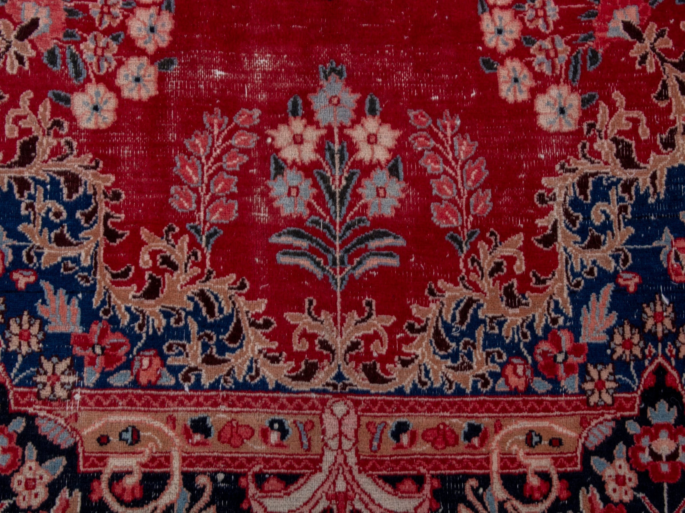 Persian Birjand area rug in deep red and navy, view 12 of 22