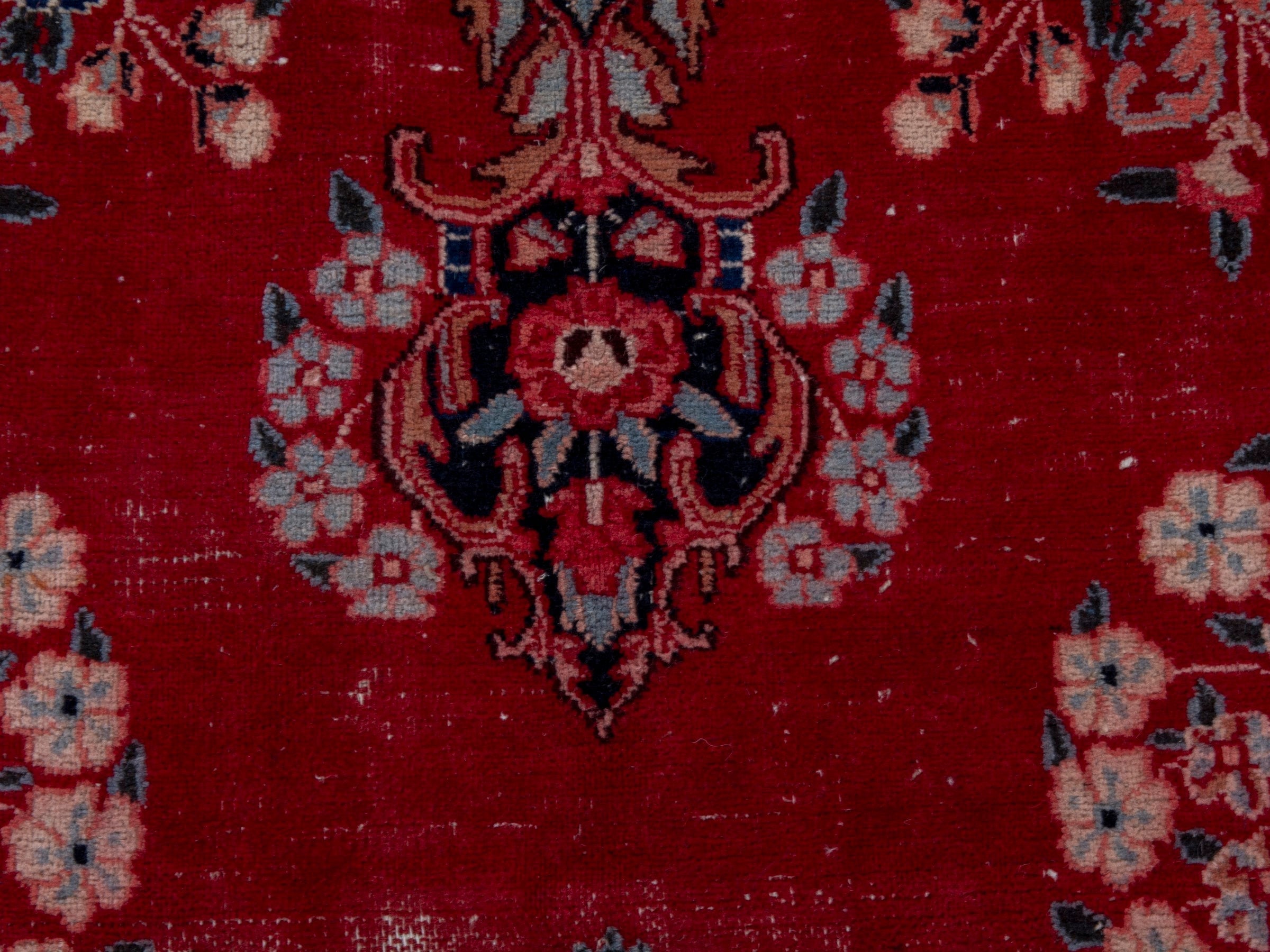 Persian Birjand area rug in deep red and navy, view 13 of 22