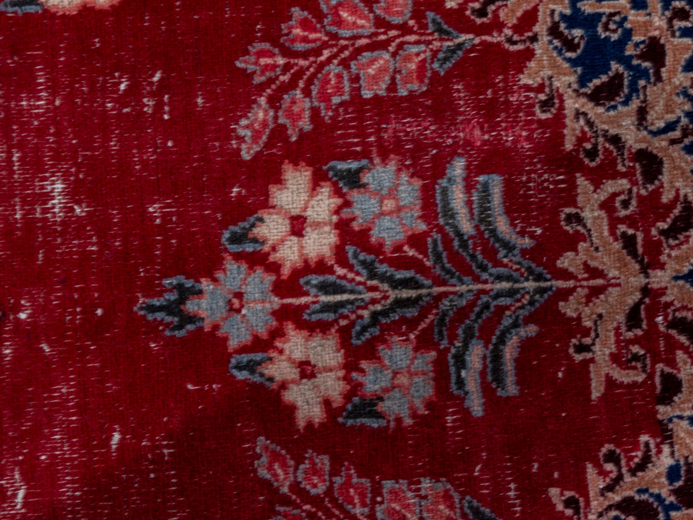 Persian Birjand area rug in deep red and navy, view 15 of 22