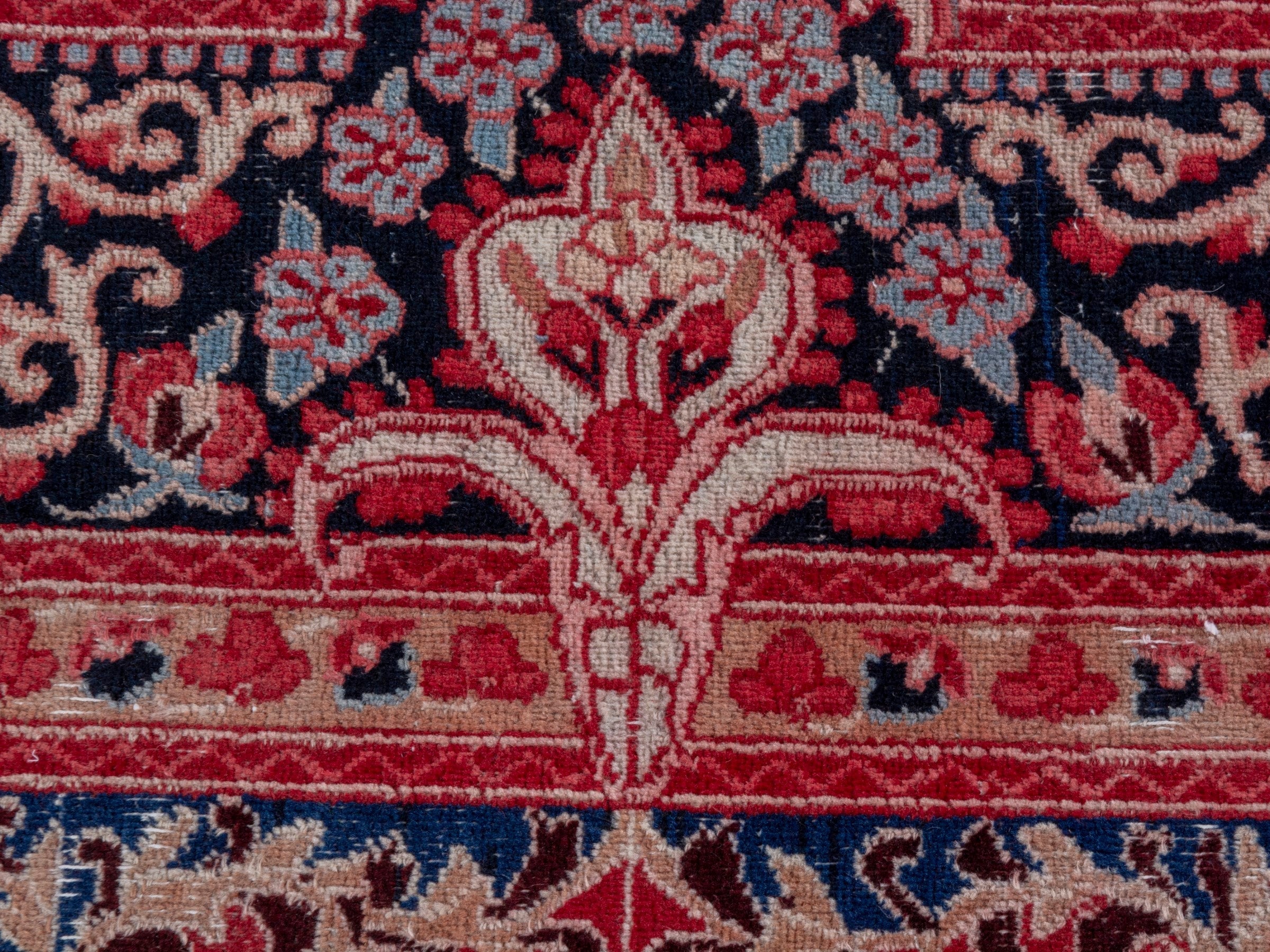 Persian Birjand area rug in deep red and navy, view 16 of 22
