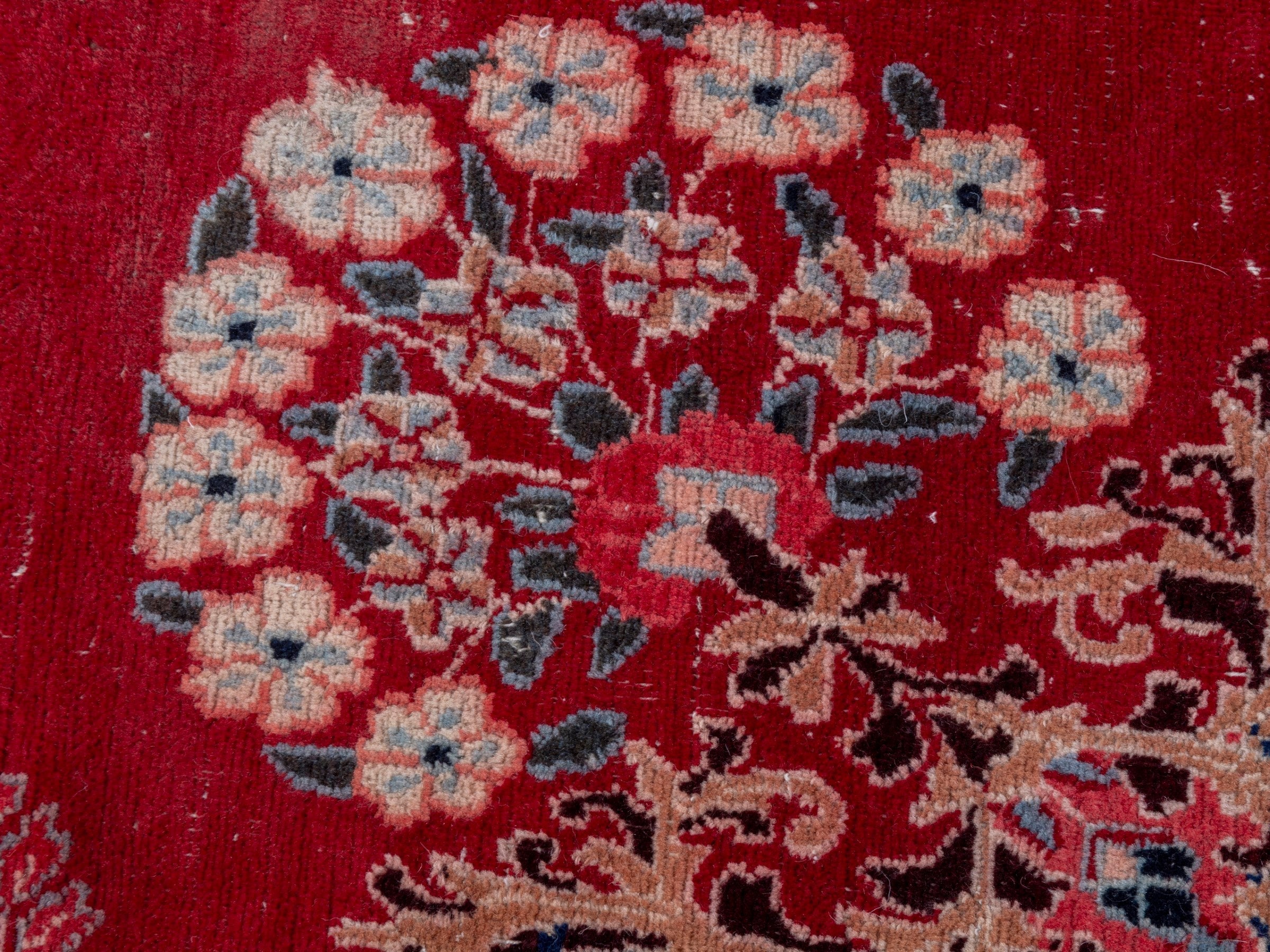 Persian Birjand area rug in deep red and navy, view 17 of 22