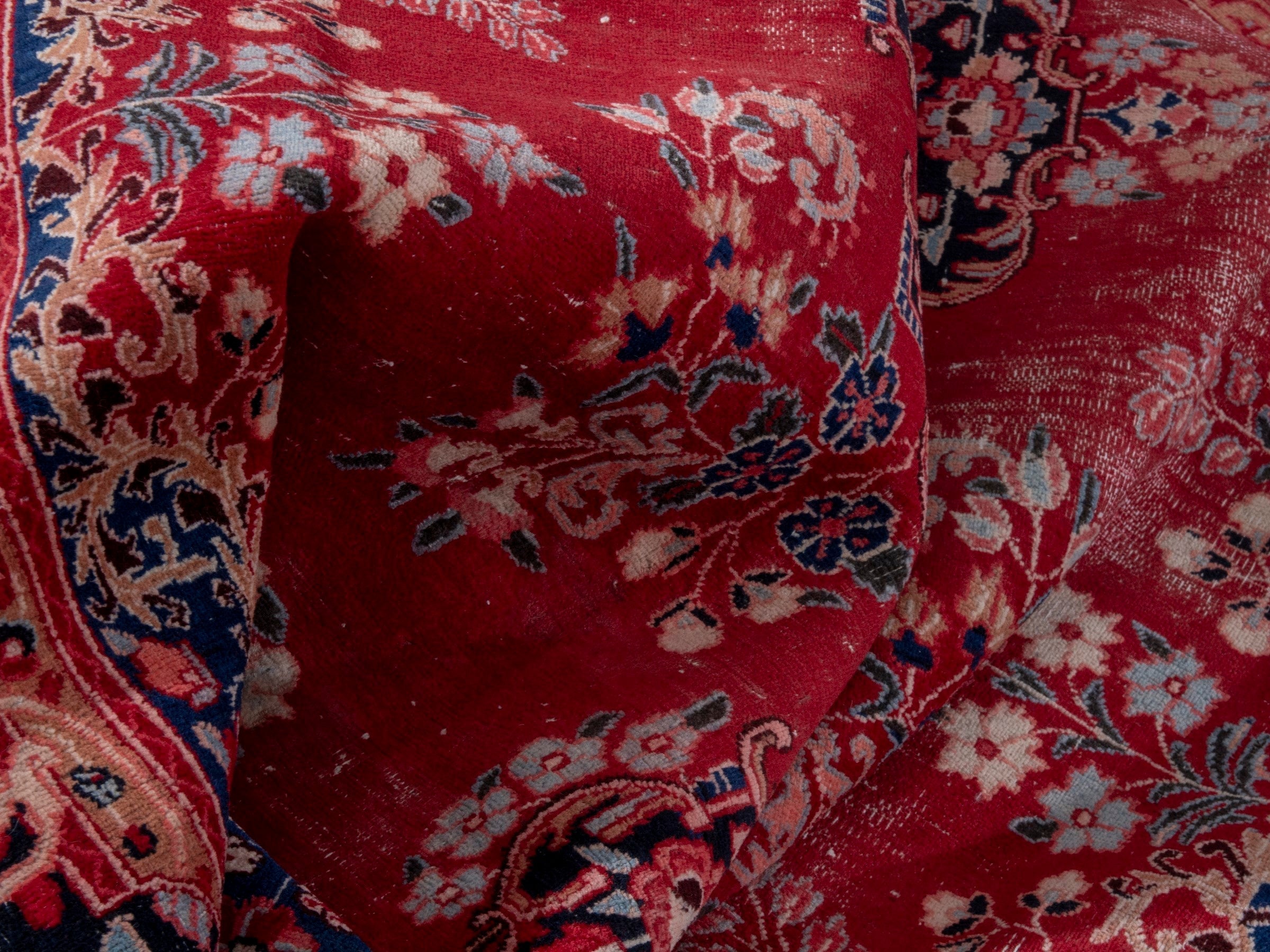 Persian Birjand area rug in deep red and navy, view 18 of 22