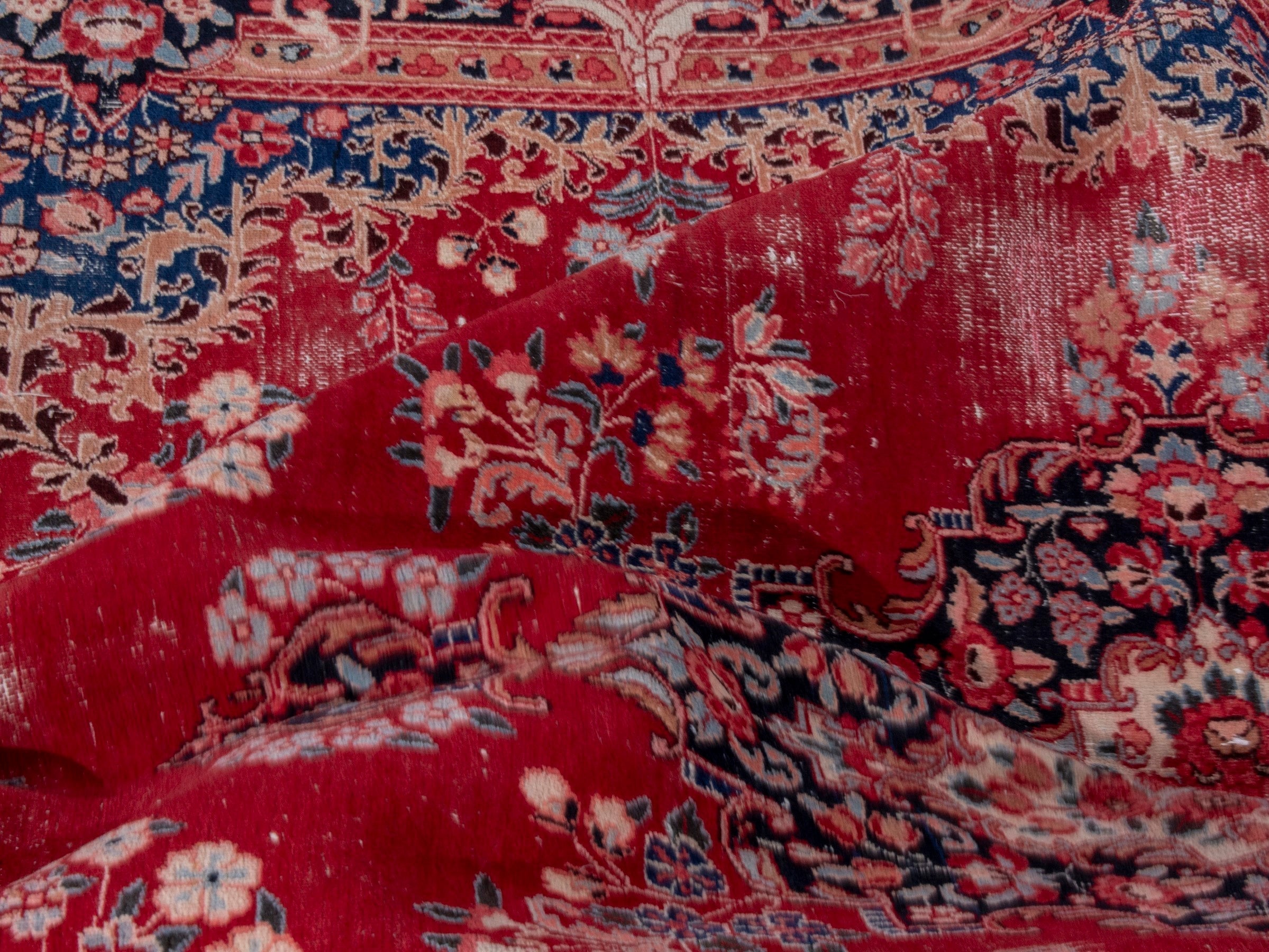 Persian Birjand area rug in deep red and navy, view 21 of 22
