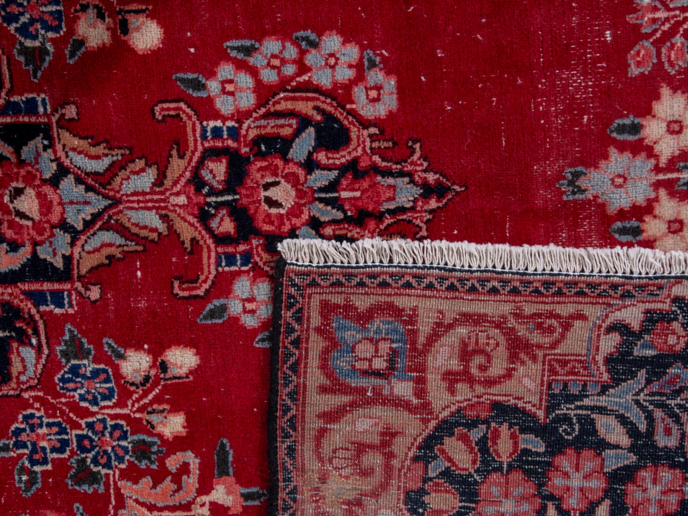Persian Birjand area rug in deep red and navy, view 22 of 22