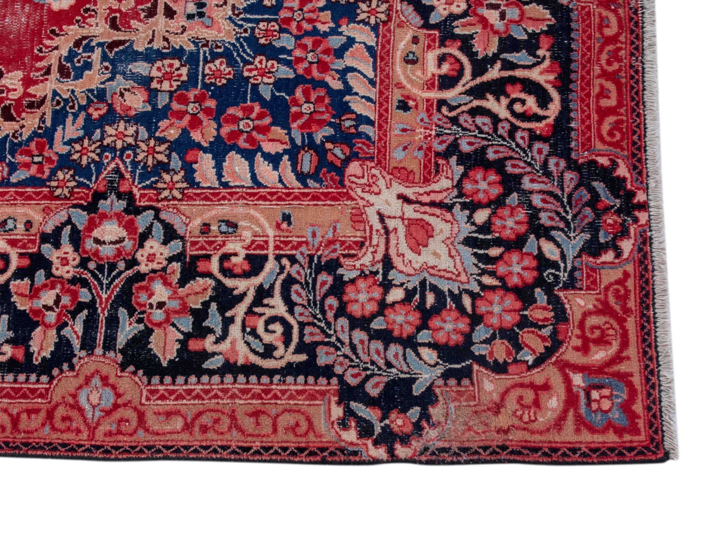 Persian Birjand area rug in deep red and navy, view 10 of 22
