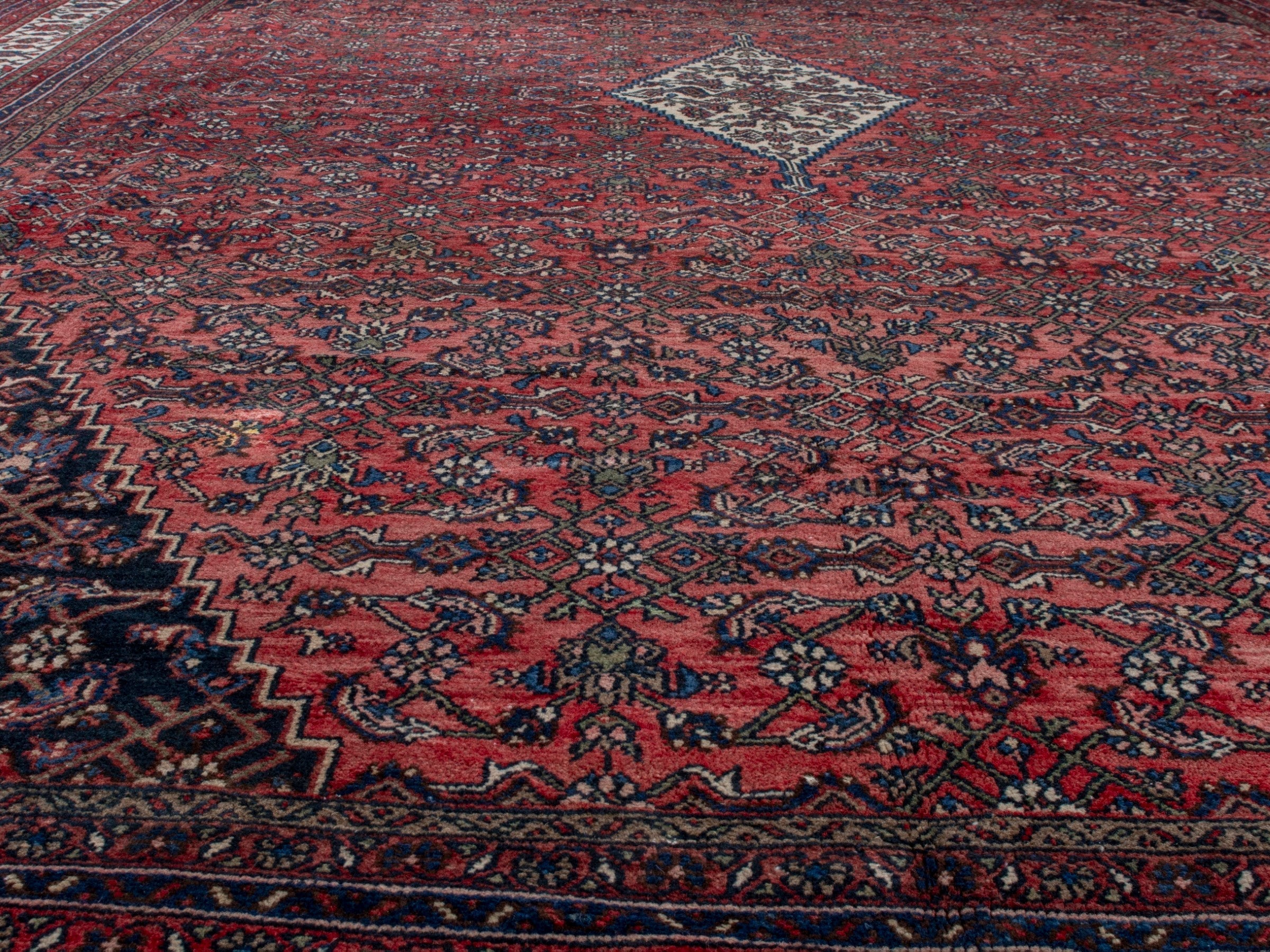 Persian Hamedan oversized rug in burgundy and deep red, view 8 of 25