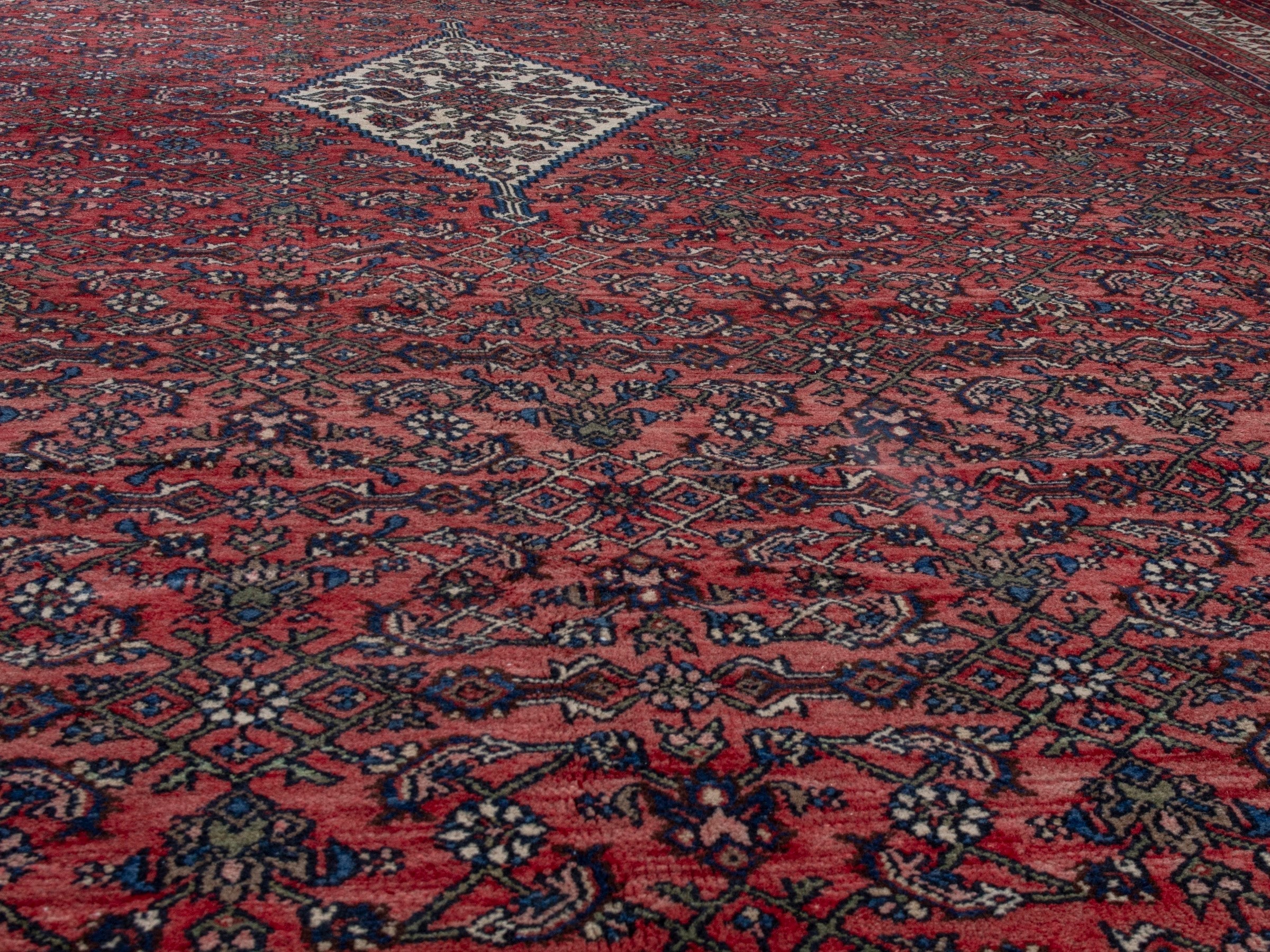 Persian Hamedan oversized rug in burgundy and deep red, view 11 of 25