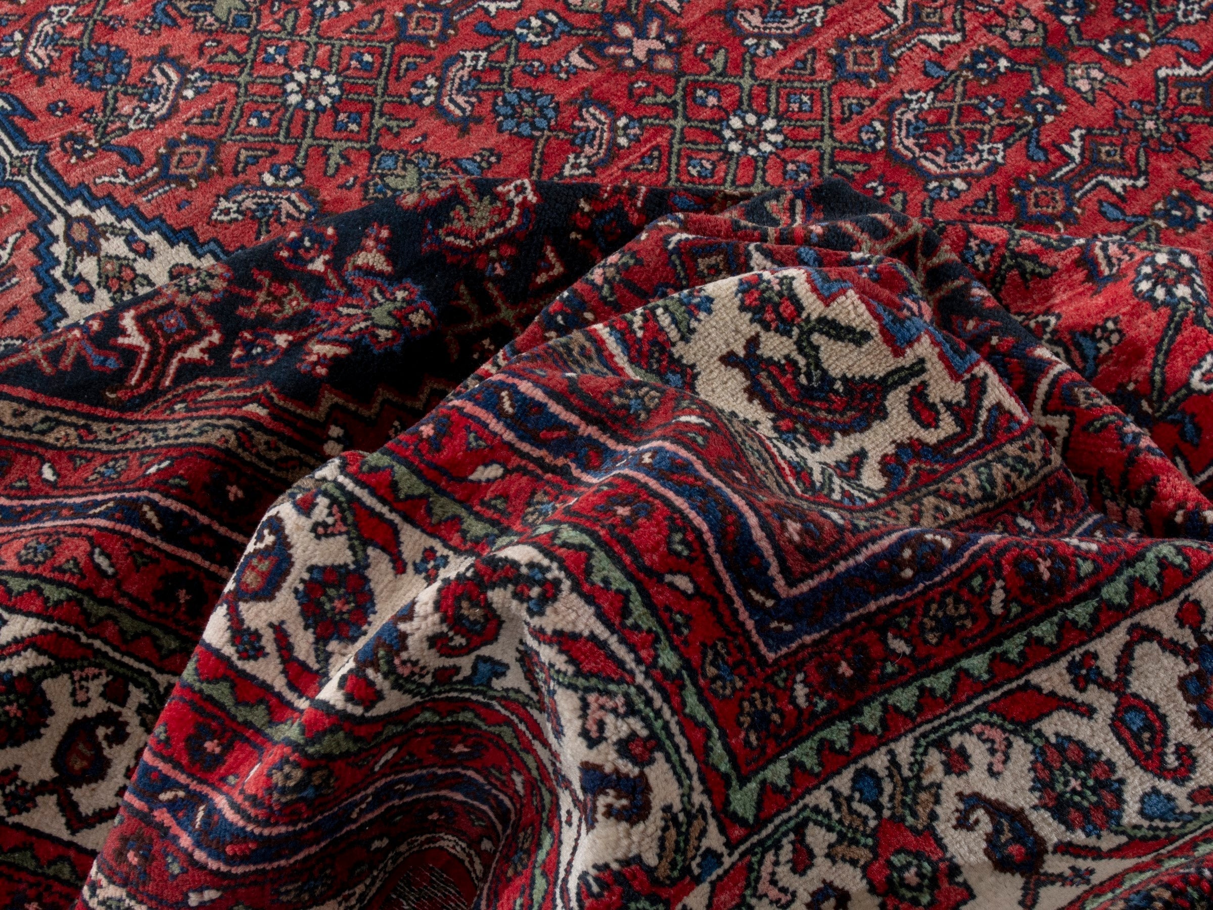 Persian Hamedan oversized rug in burgundy and deep red, view 22 of 25