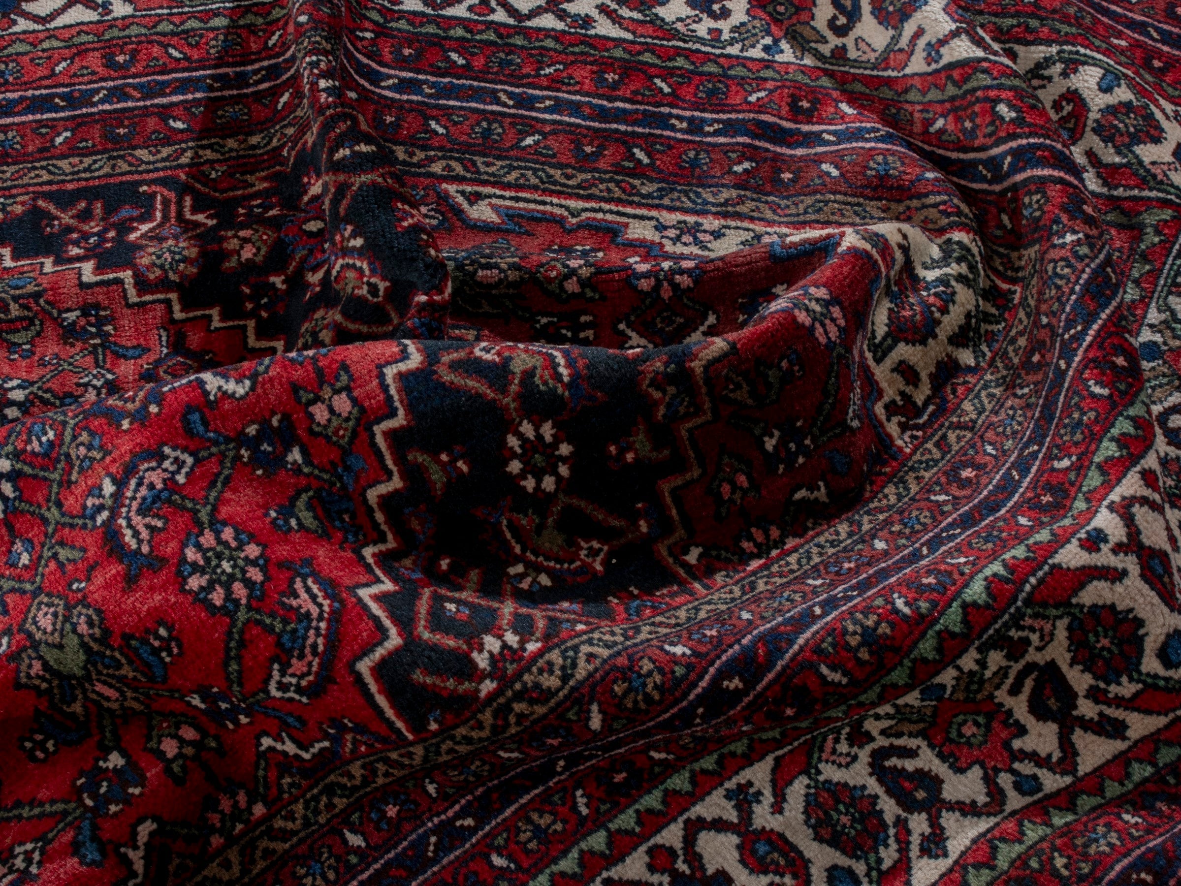 Persian Hamedan oversized rug in burgundy and deep red, view 23 of 25