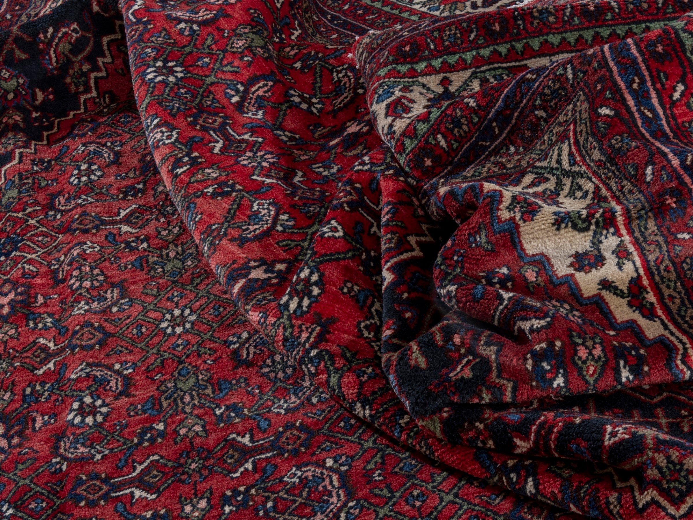 Persian Hamedan oversized rug in burgundy and deep red, view 24 of 25
