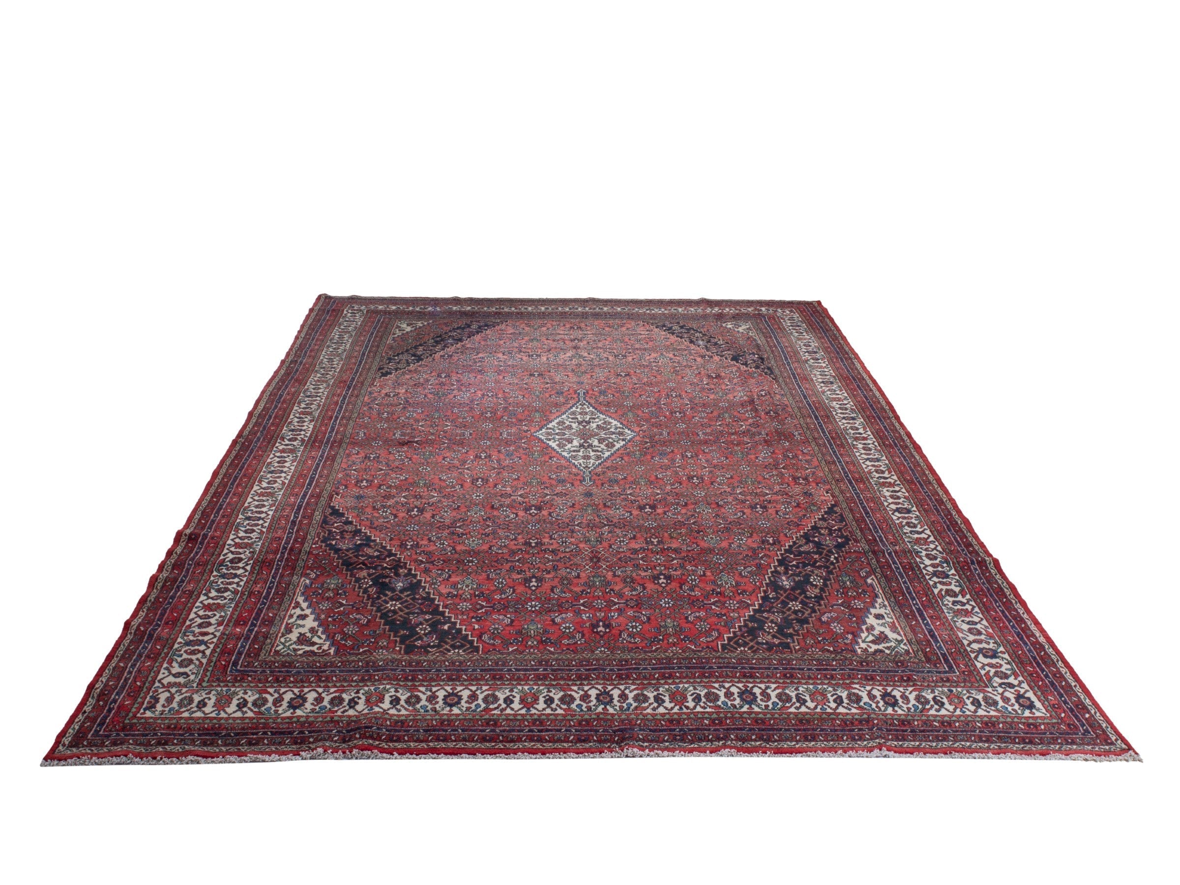 Persian Hamedan oversized rug in burgundy and deep red, view 2 of 25